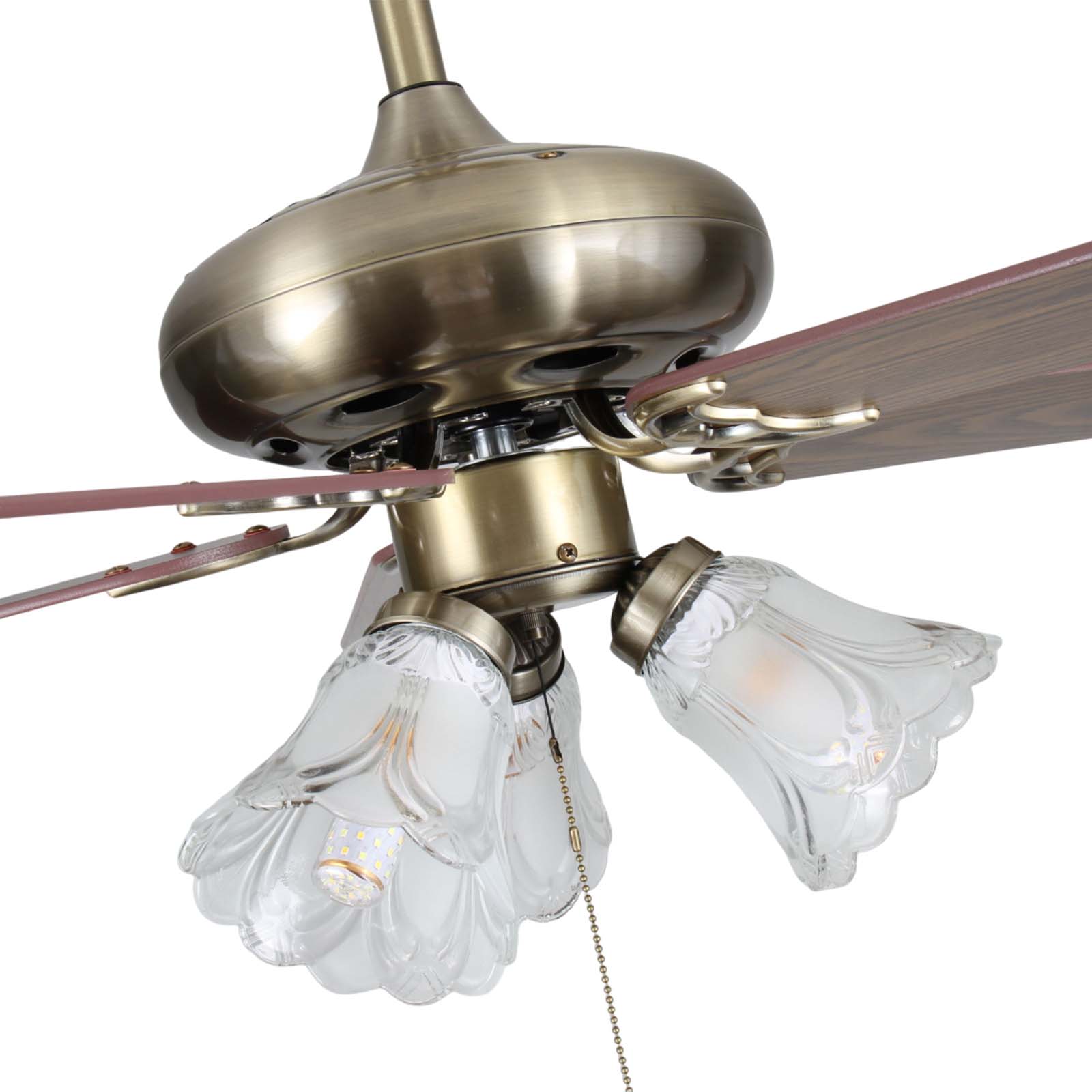 Ventilateur de Plafond Vintage 42" avec Éclairage – Télécommande, 6 Vitesses, Pales Réversibles, Bronze Antique et Noyer