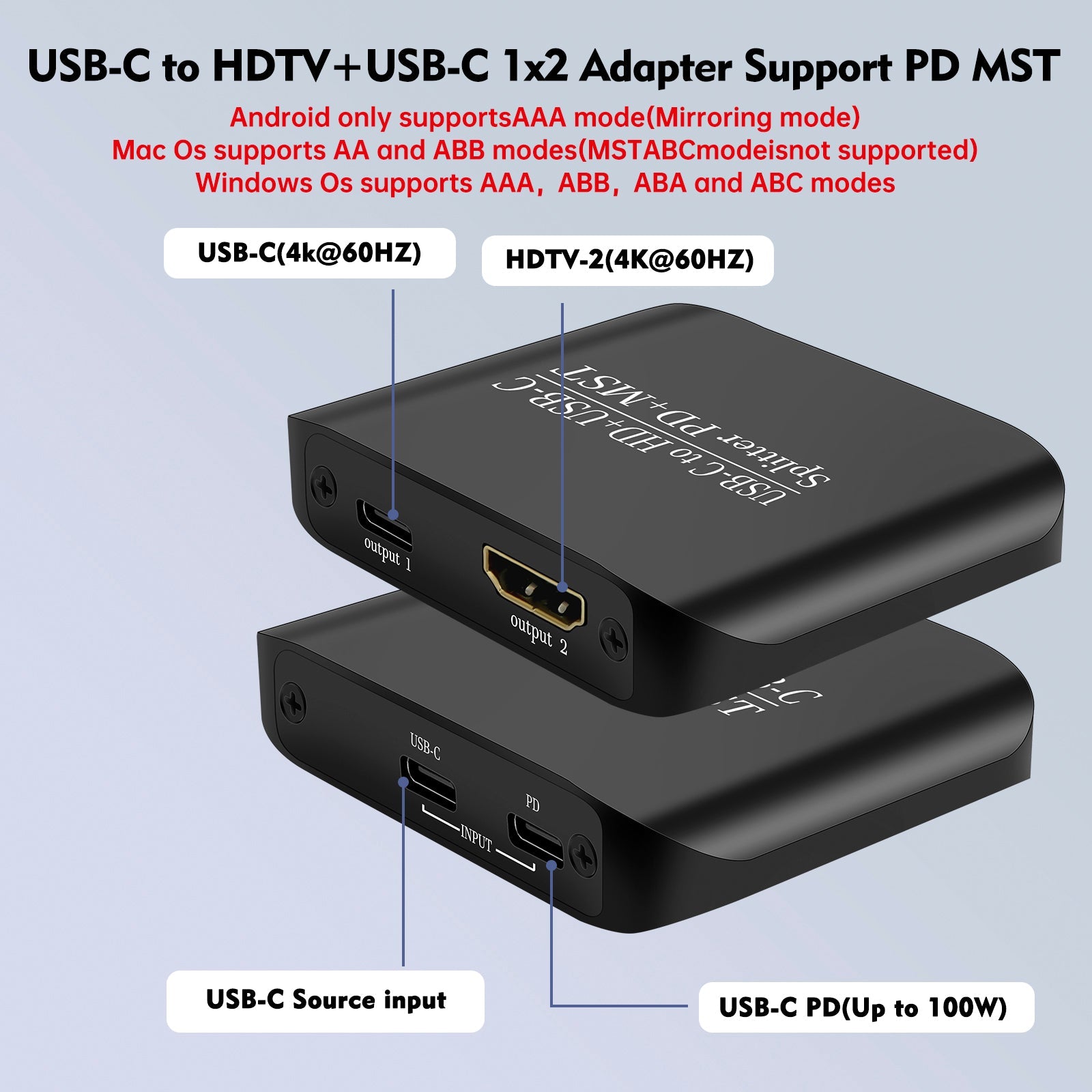 Adaptateur 4K60TYPE-C vers HDMI+TYPE-C, répartiteur d'alimentation pour écrans identiques