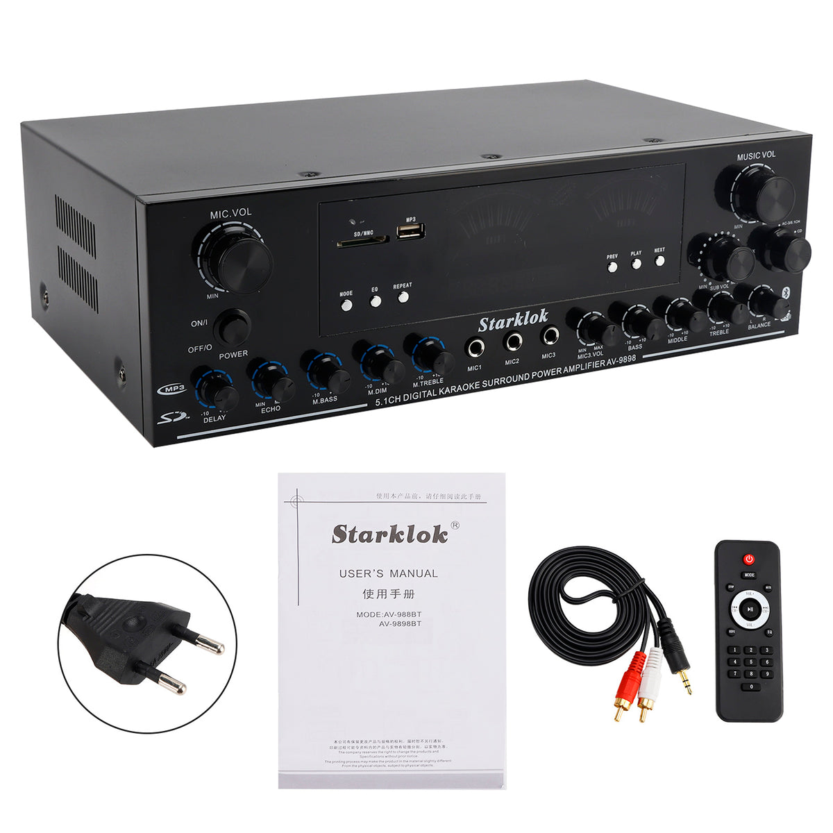 Bluetooth HiFi 3000W stéréo Power Amplificateur 5.1-Channel Subwoofer Amplifier
