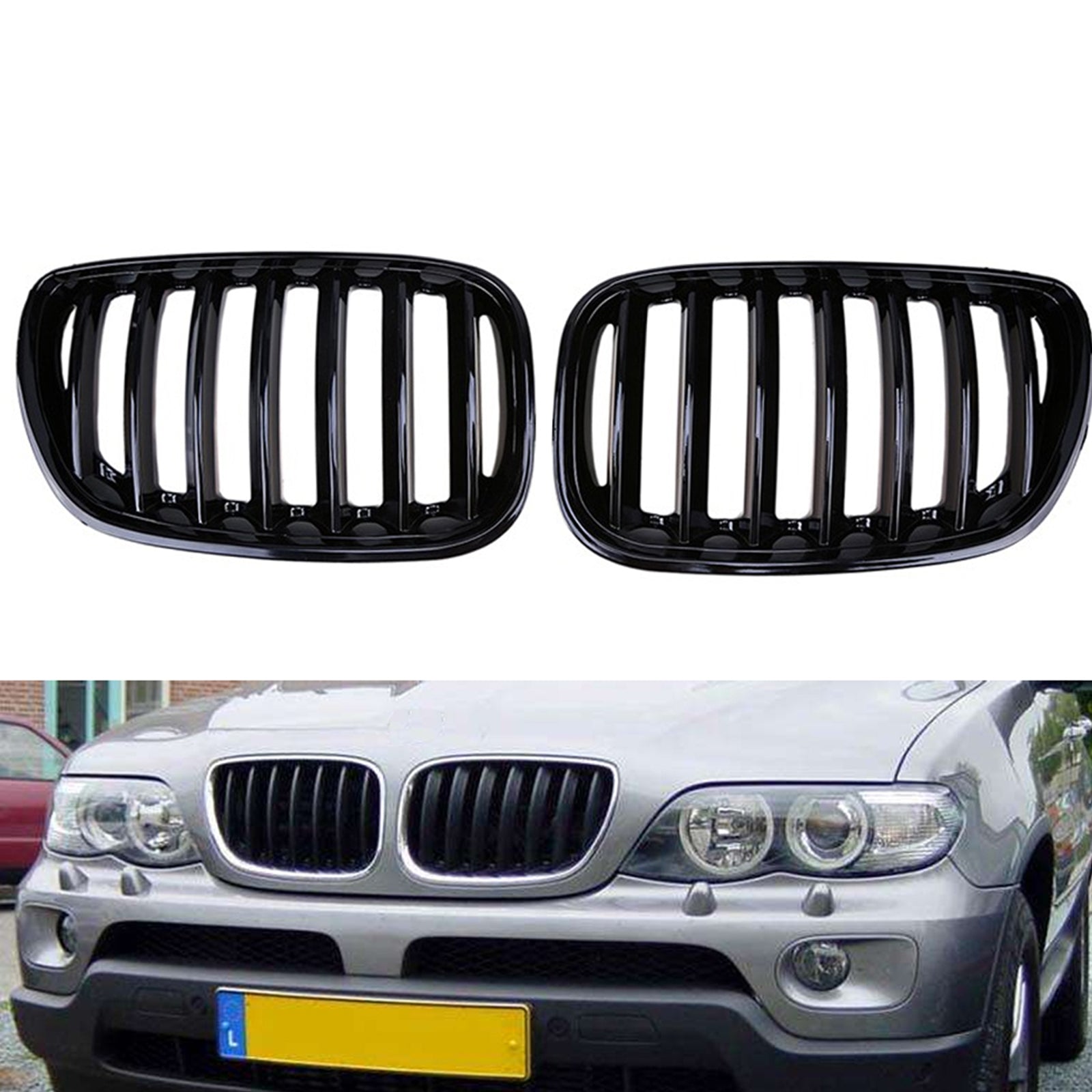 Grille Calandre Avant Noire Brillante Pour Bmw X5 E53 2004-2006 X Series