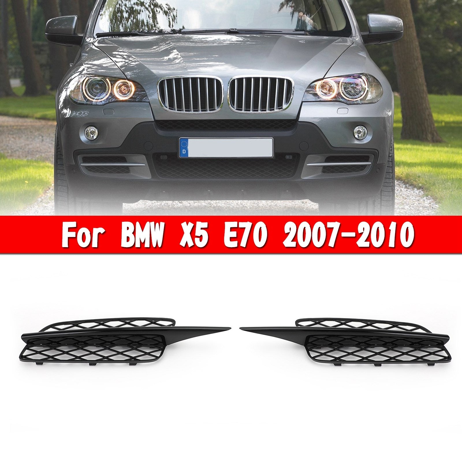 Pair Front Bumper Fog Light Grill Grille pour BMW X5 E70 2007-2010