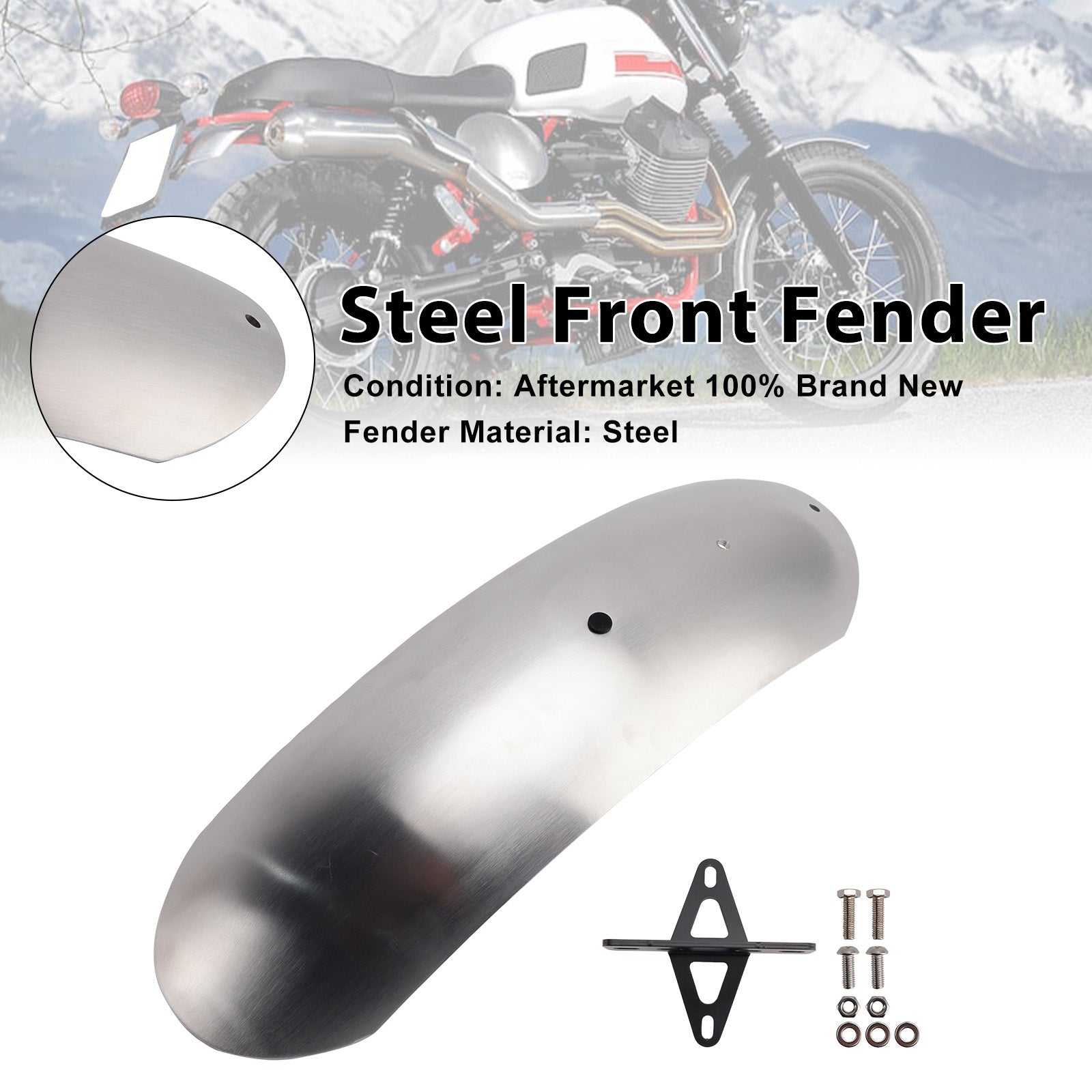 Garde-boue avant en acier compatible avec MOTO GUZZI V7 II Stone Classic Special 10-16