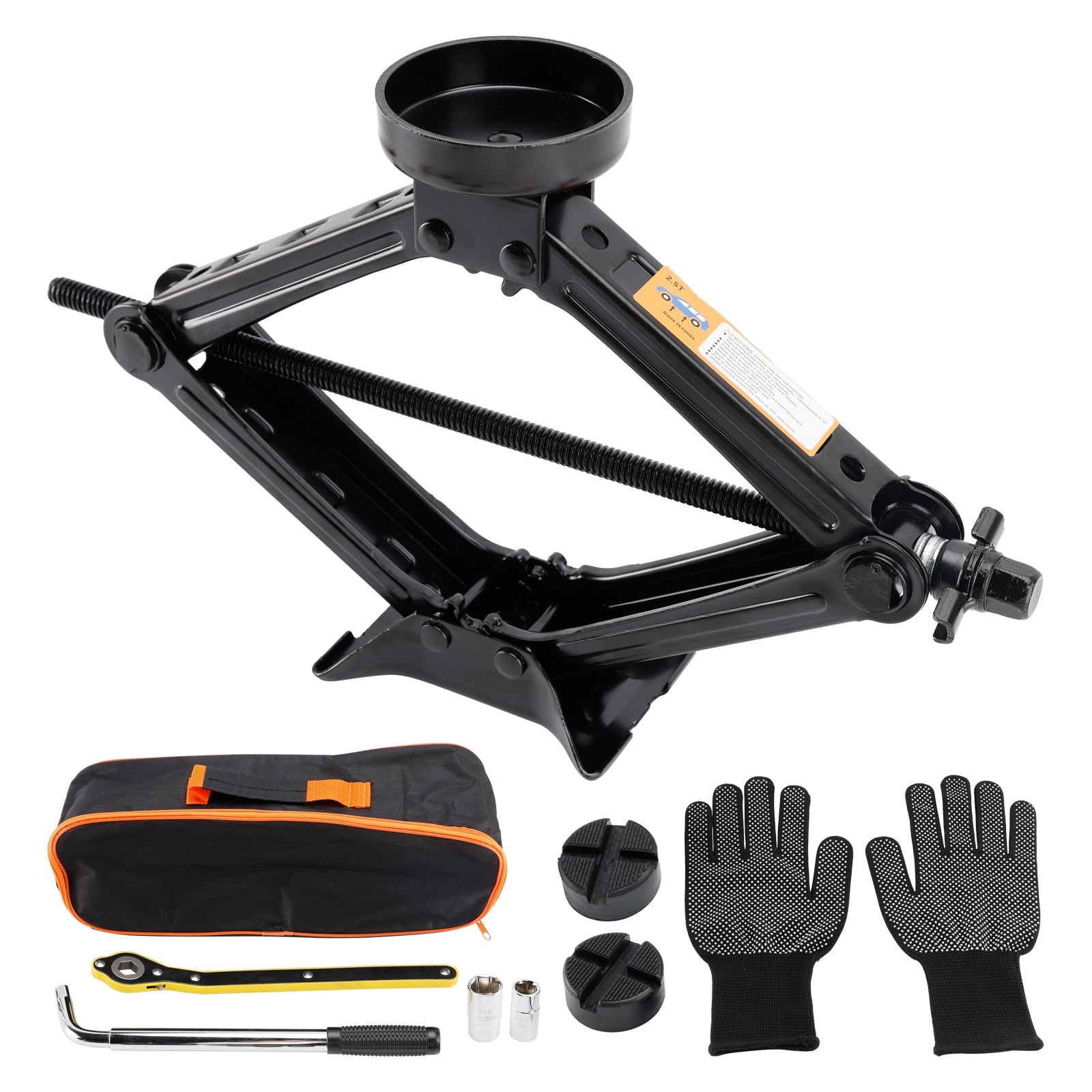 Universele schaarkrik 2,5 T/2500 kg met wielsleutel voor SUV's en MPV's