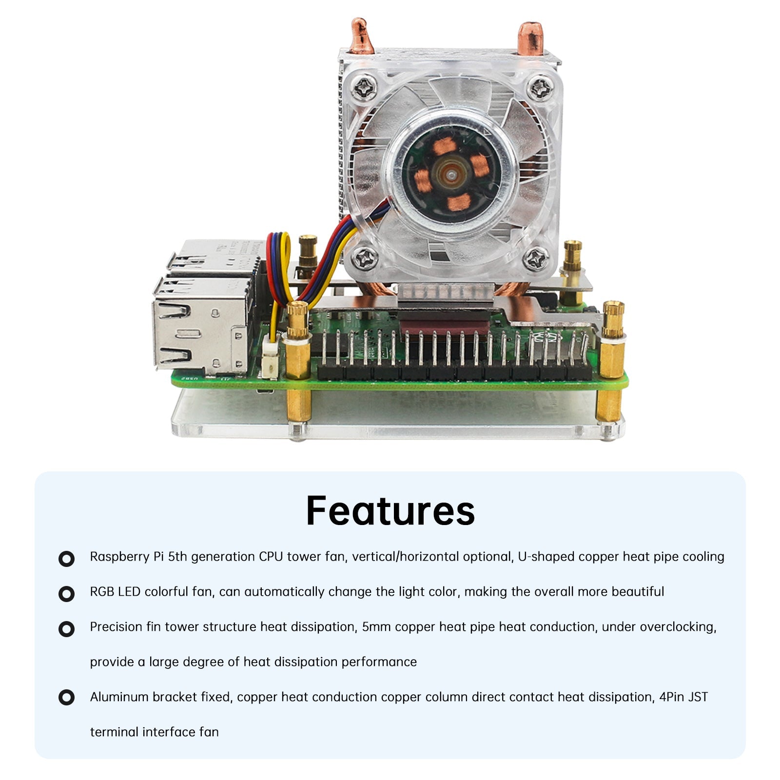 Ventilateur tour Raspberry Pi 5B Radiateur tour Raspberry Ice Radiateur de refroidissement Pi5 ICE