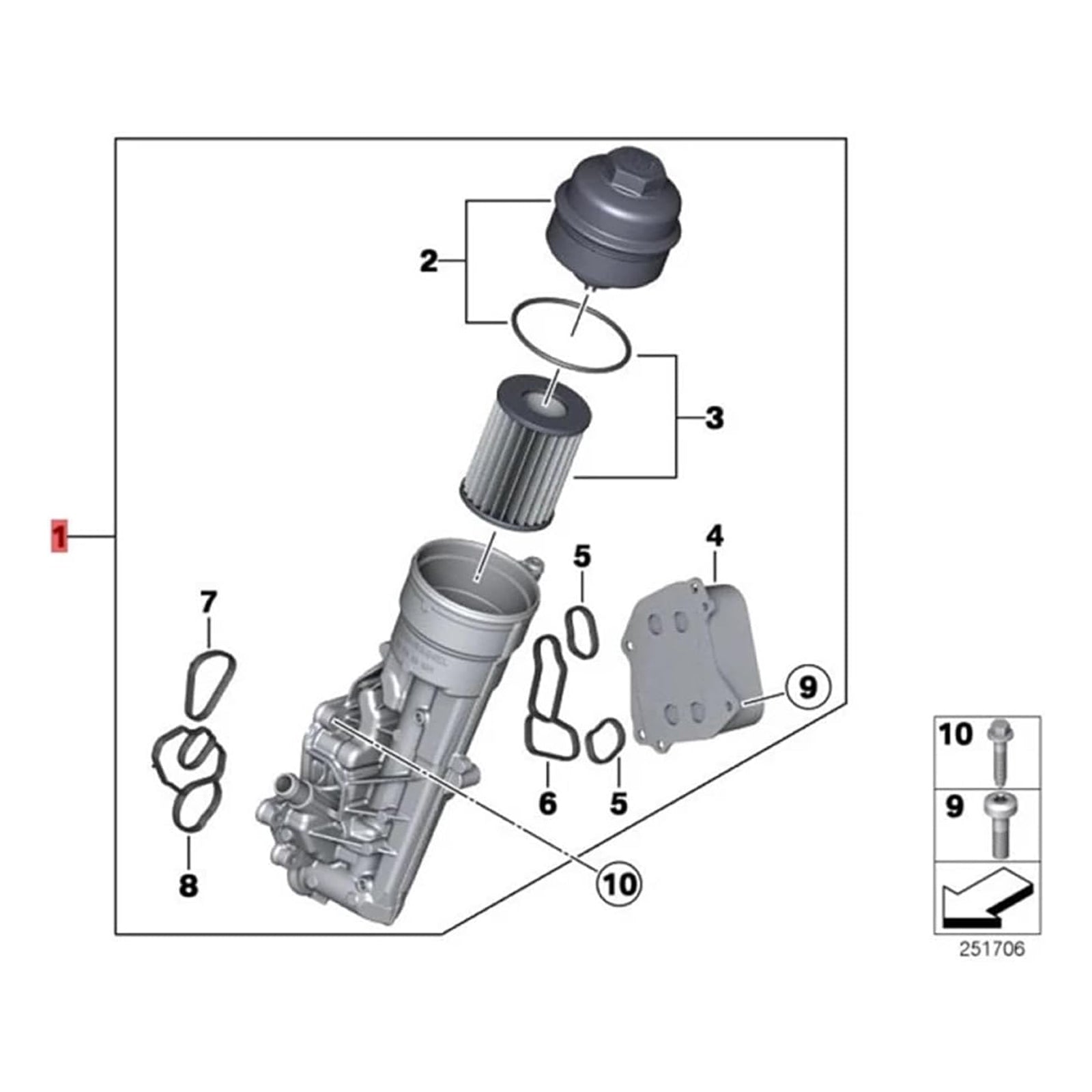 Ohišje hladilnega filtra&Motorno olje za BMW serije 3 F30 (volan na levi strani) 2012–2015 11417600468