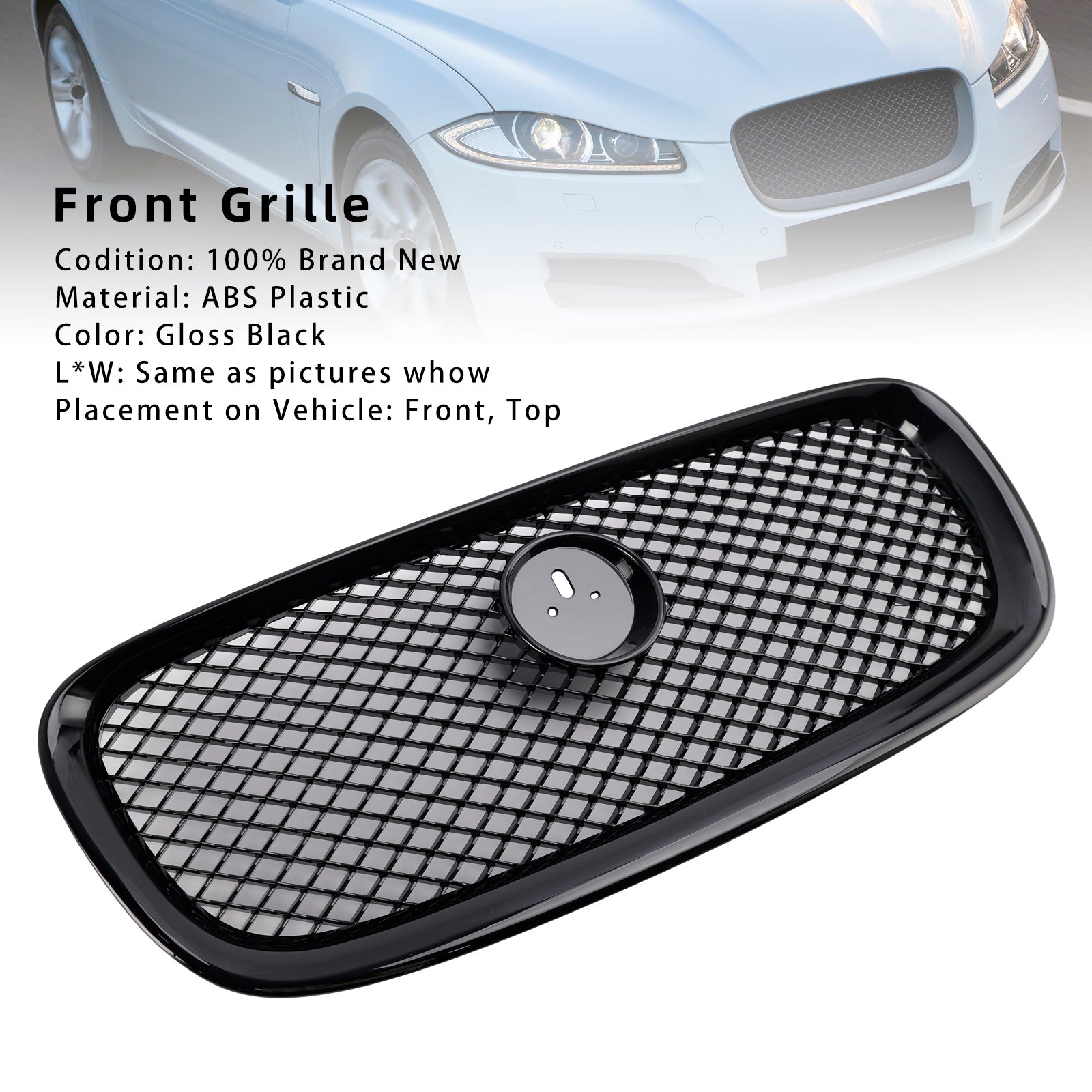 Grille de pare-chocs avant style XF-R pour Jaguar XF 2012-2015, noir brillant