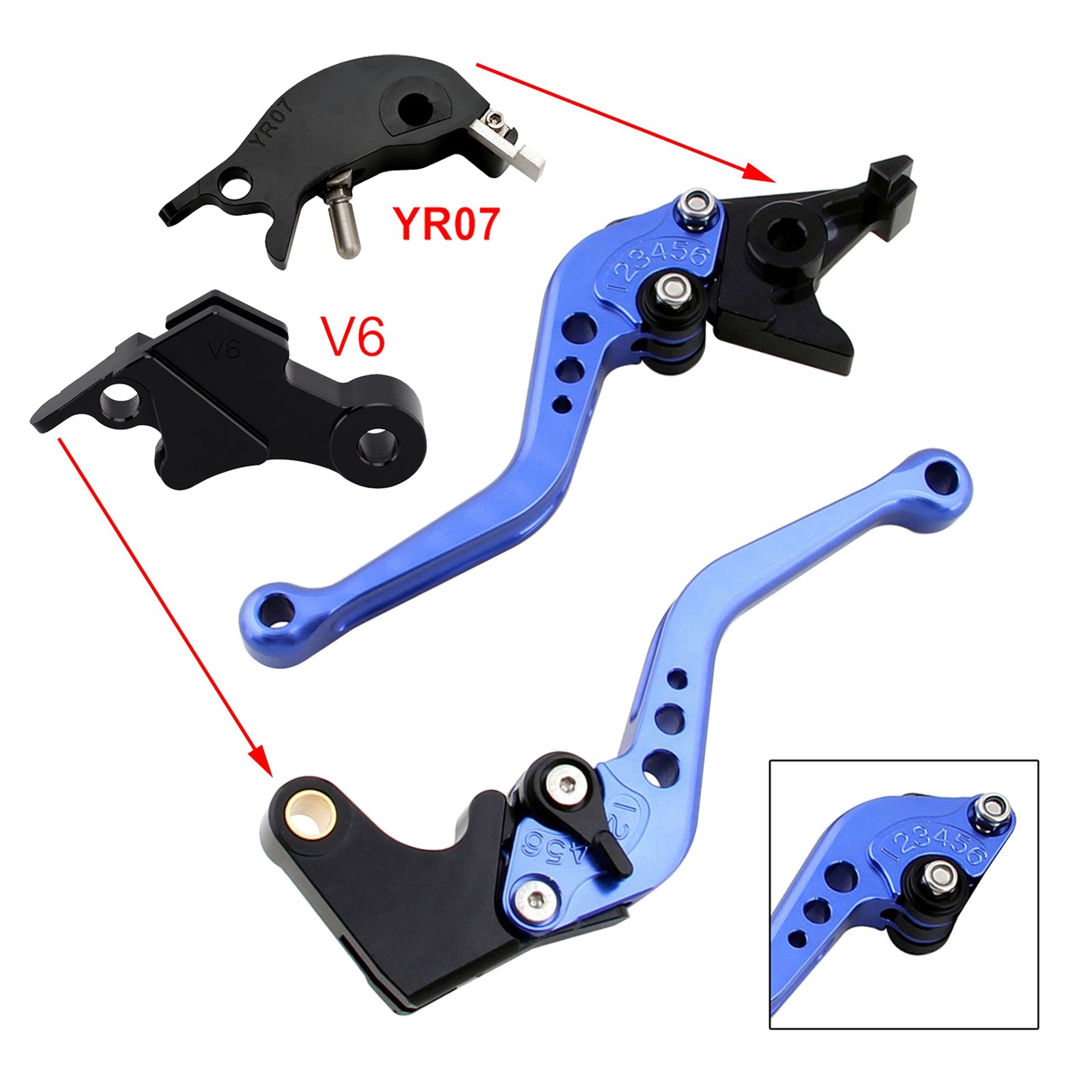 Nouveau levier de frein et d'embrayage court compatible avec YAMAHA XSR900 XSR900GP MT-09 MT-09SP 24-25