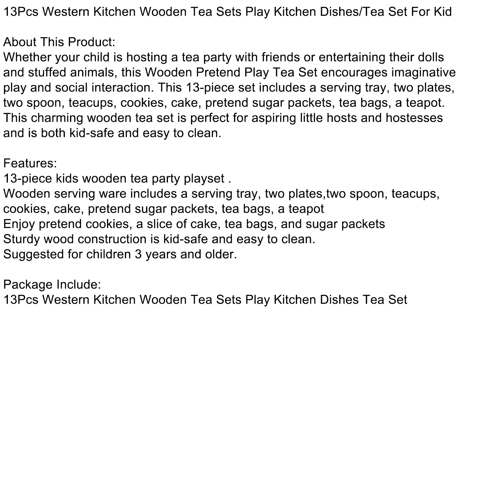 GIOCHIO CUSCINE IN LEGNO PER BAMBINI: set da tè da 13 in fioce (teiera e tazze)