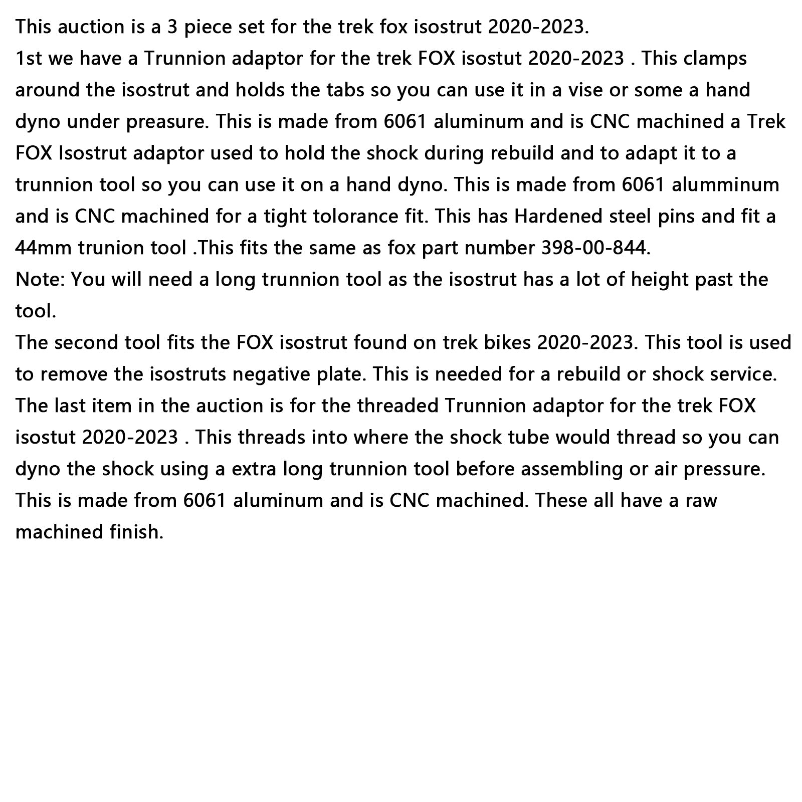 Clon de bolsas de herramientas del kit de mantenimiento/reconstrucción Fox Trek ISOSTRUT #803-01-436 ISO STRUT