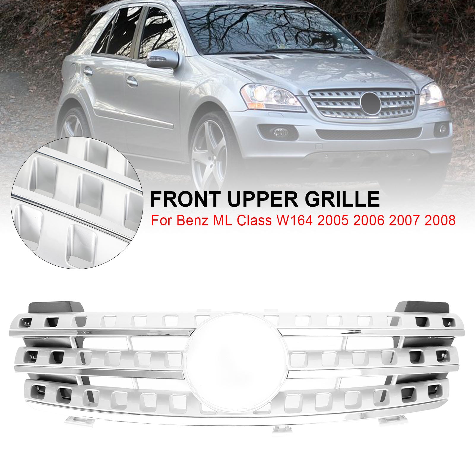 Front Grille Grill Pour Mercedes-Benz ML-Class W164 2005-2008 Chrome