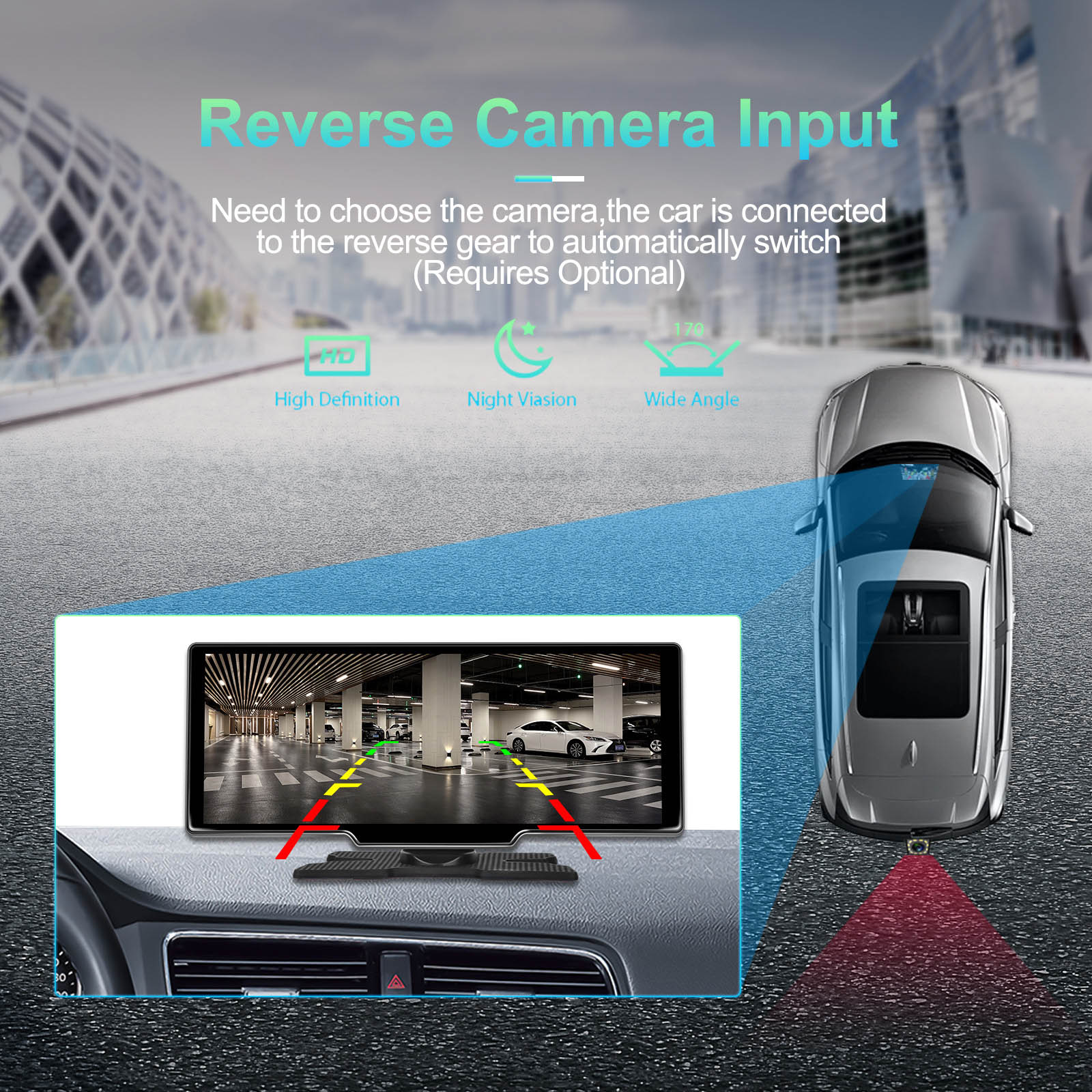 10,26"" Portable Bluetooth Navigation de voiture sans fil Carplay HD Grand écran tactile