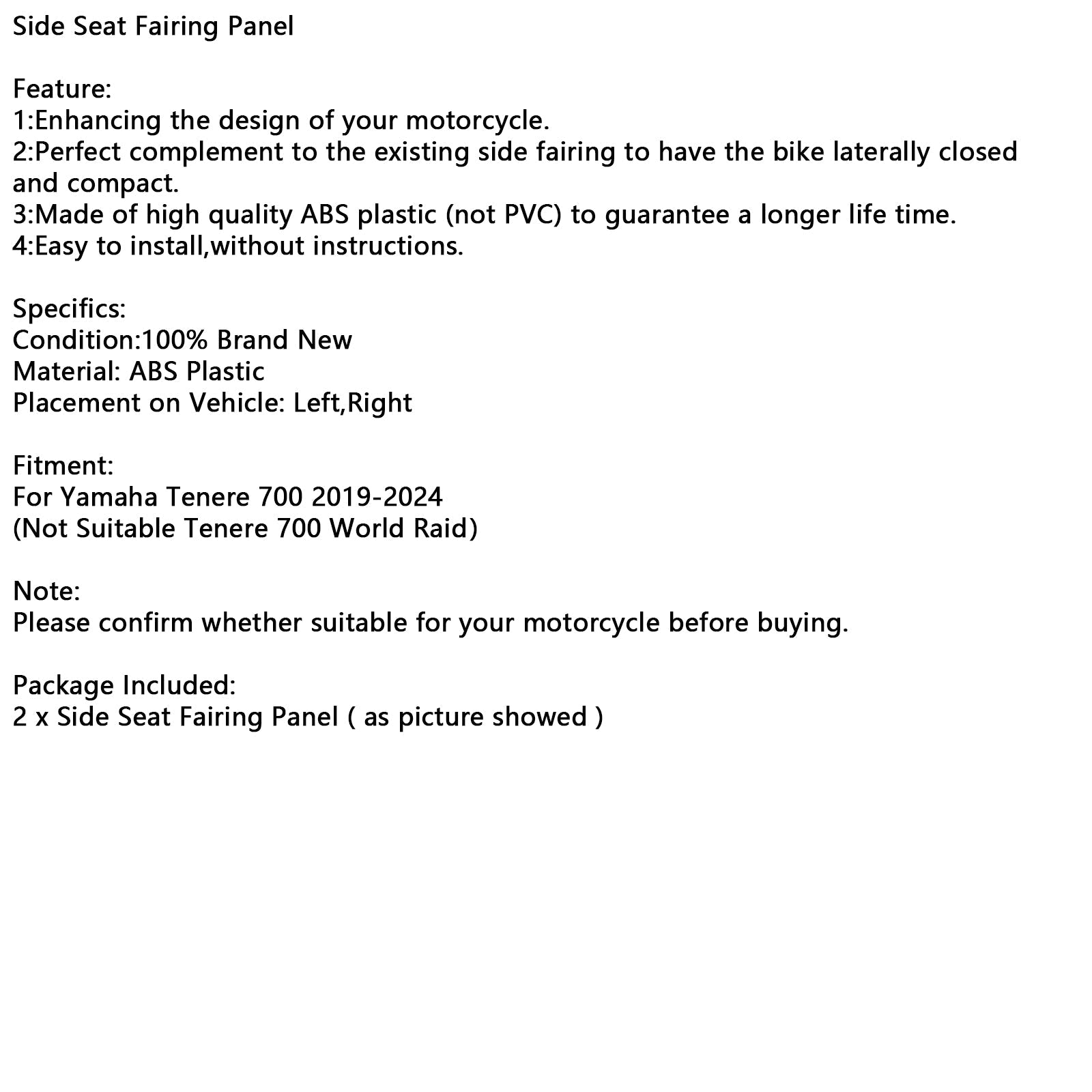 Panel lateral de asedio lateral para Yamaha Tenere 700 2019-2024