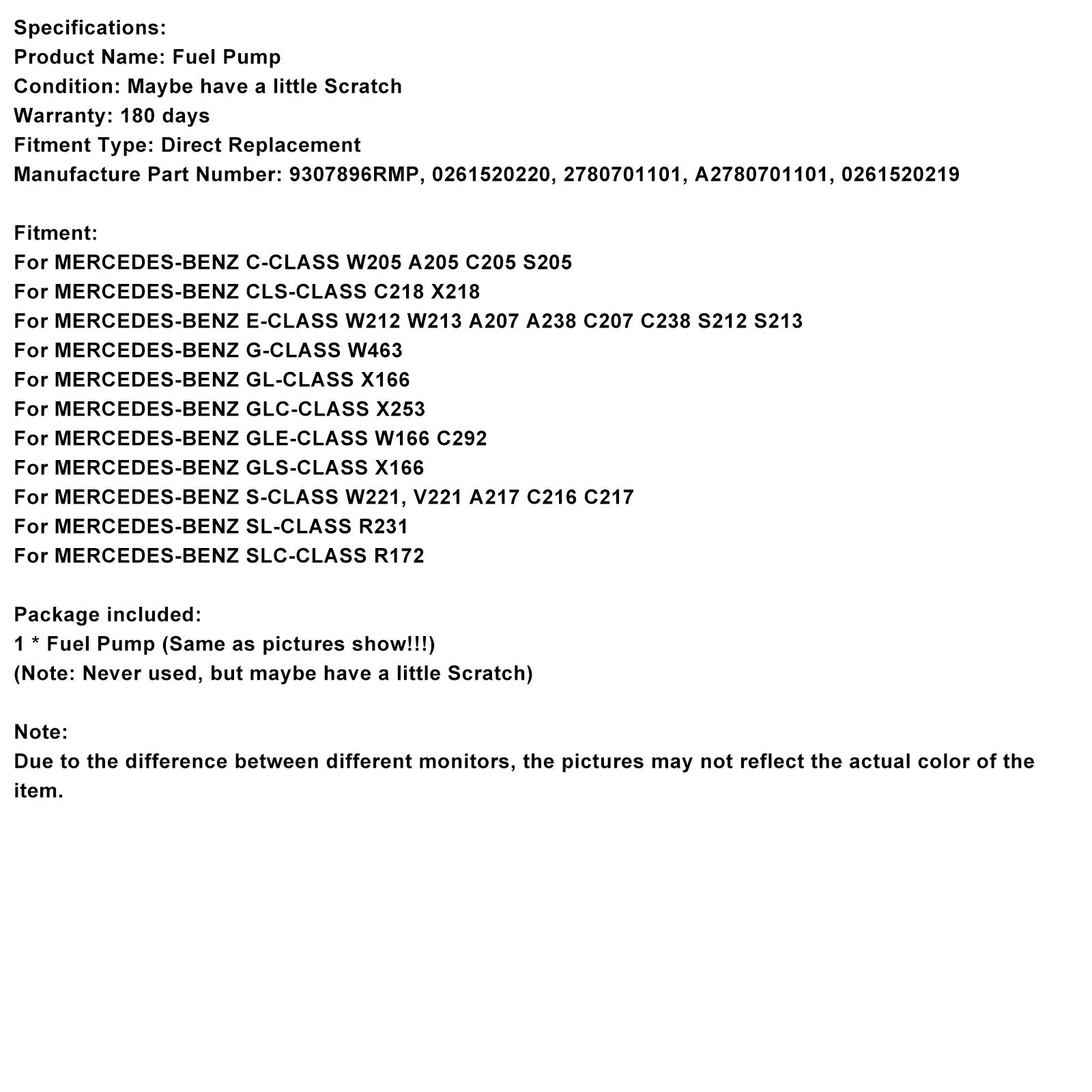 Visokotlačna črpalka za gorivo za MERCEDES-BENZ GLE-CLASS W166 C292 A2780701101 9307896RMP