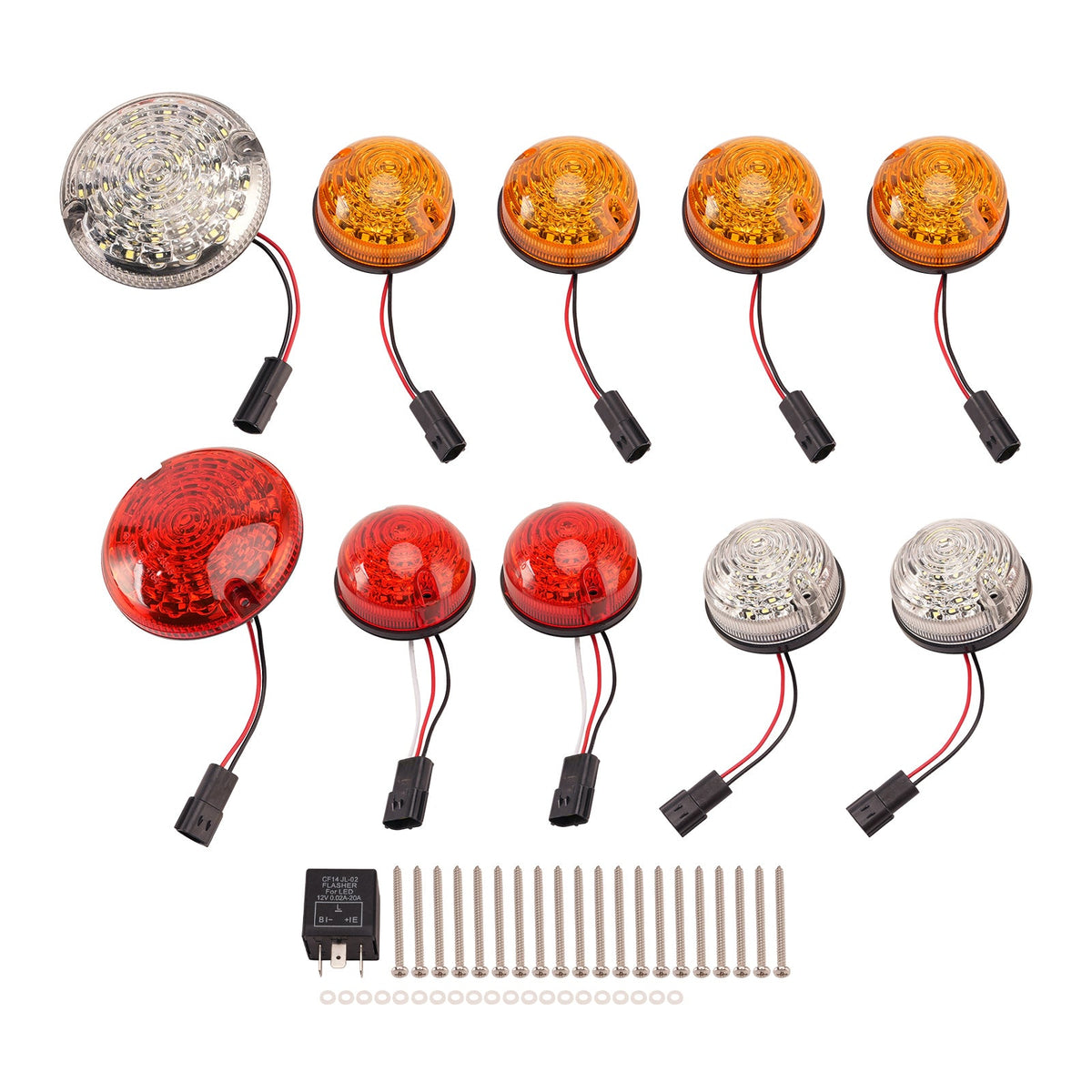 10-delige LED-dagrijverlichtingsset in diverse kleuren voor Land Rover Defender (1990-2016): mistachterlichten en dagrijverlichting (DRL).