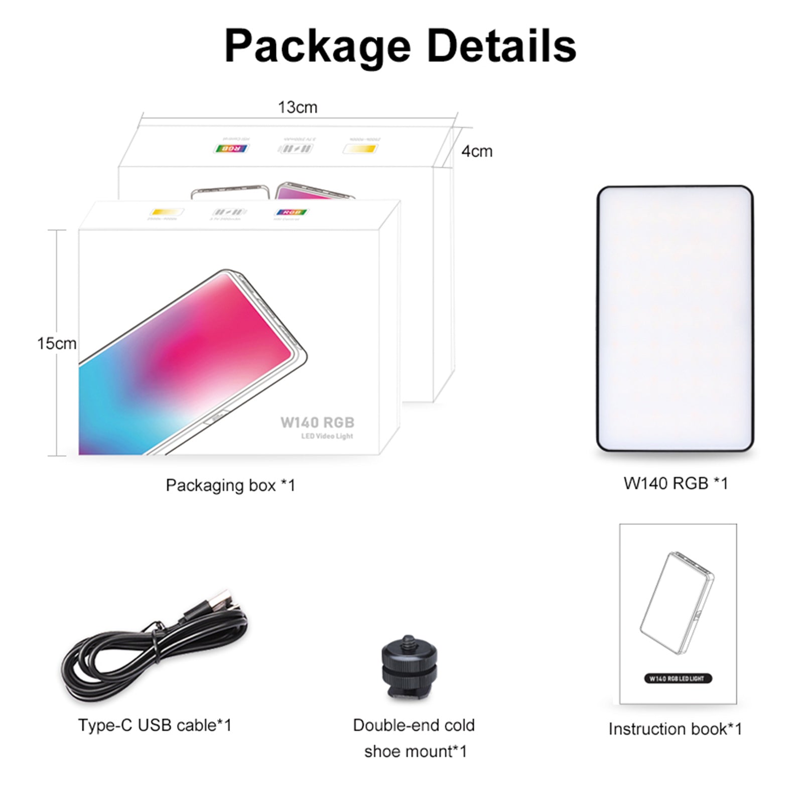 Luce di riempimento LED W140 RGB per videocamera, cellulare, bellezza dal vivo all'aperto