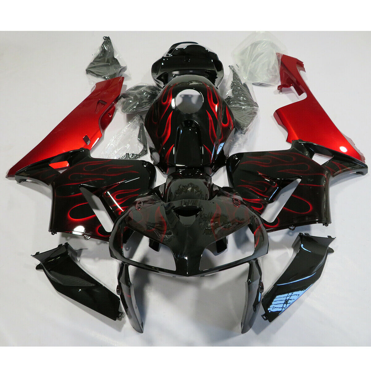 Kit de carénage en plastique ABS moulé par injection rouge et noir pour Honda CBR600RR F5 2005-2006
