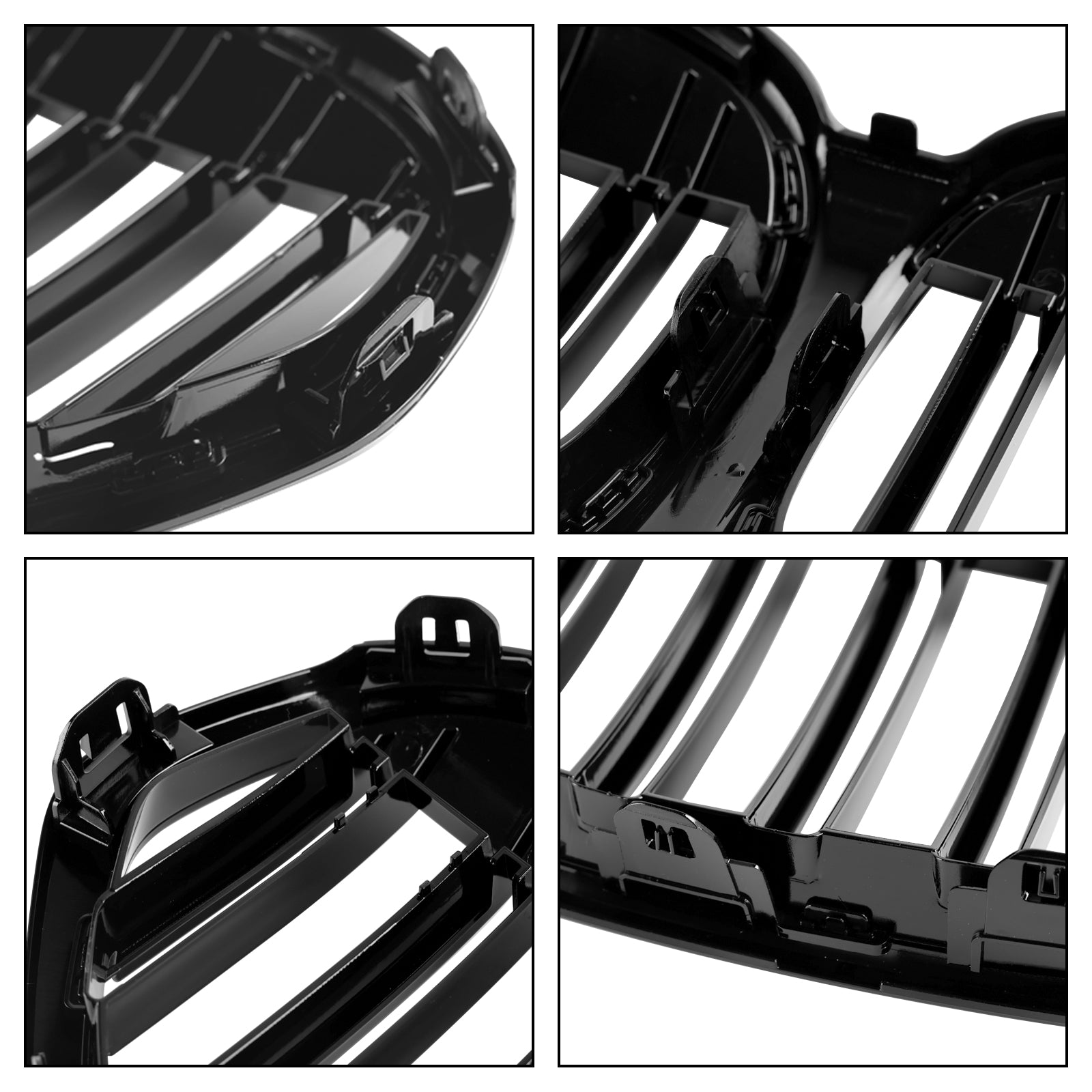 Gloss Black Front Nier Grill Grill voor BMW X1 F48 F49 2019-2021 Dubbele lat