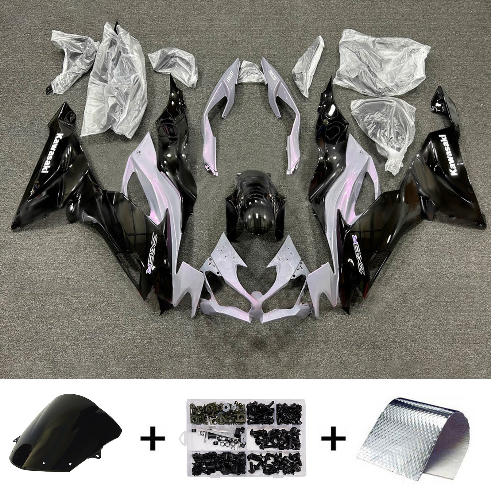Kit de carénage injecté en plastique ABS compatible avec Kawasaki ZX6R 2019-2023