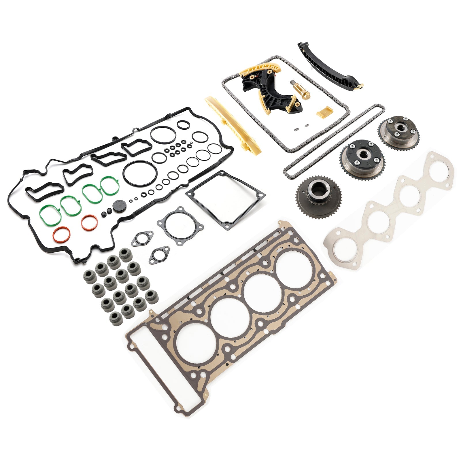 2004/03-2008/12 Mercedes-Benz E-Klasse W211 E 200 NGT Kit de chaîne de distribution et engrenages d'arbre à cames et jeu de joints de culasse 2710500647