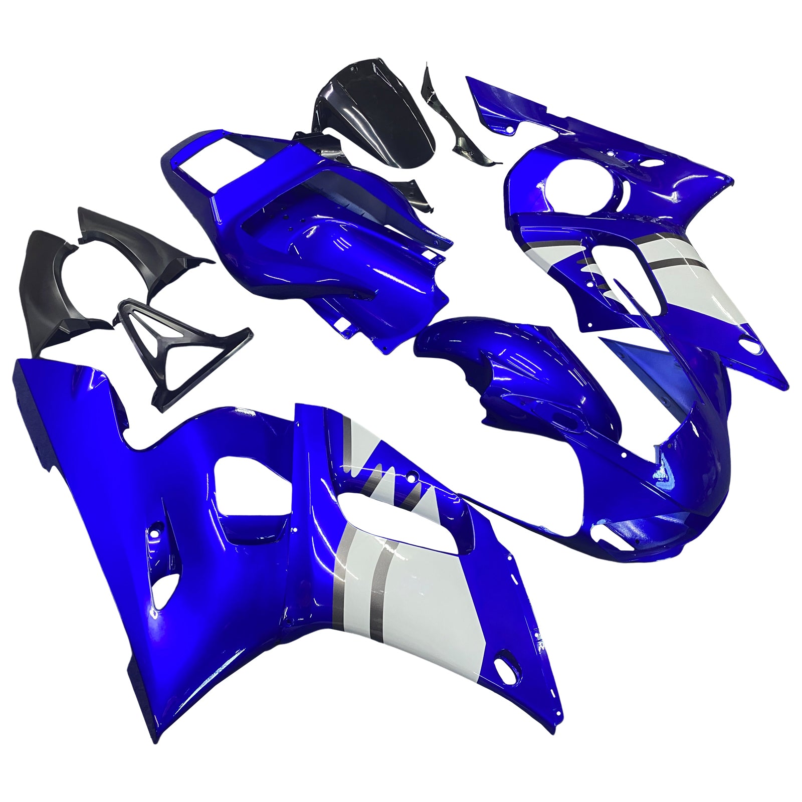 Kit de carénage en plastique ABS moulé par injection bleu et blanc pour Yamaha YZF R6 1998-2002