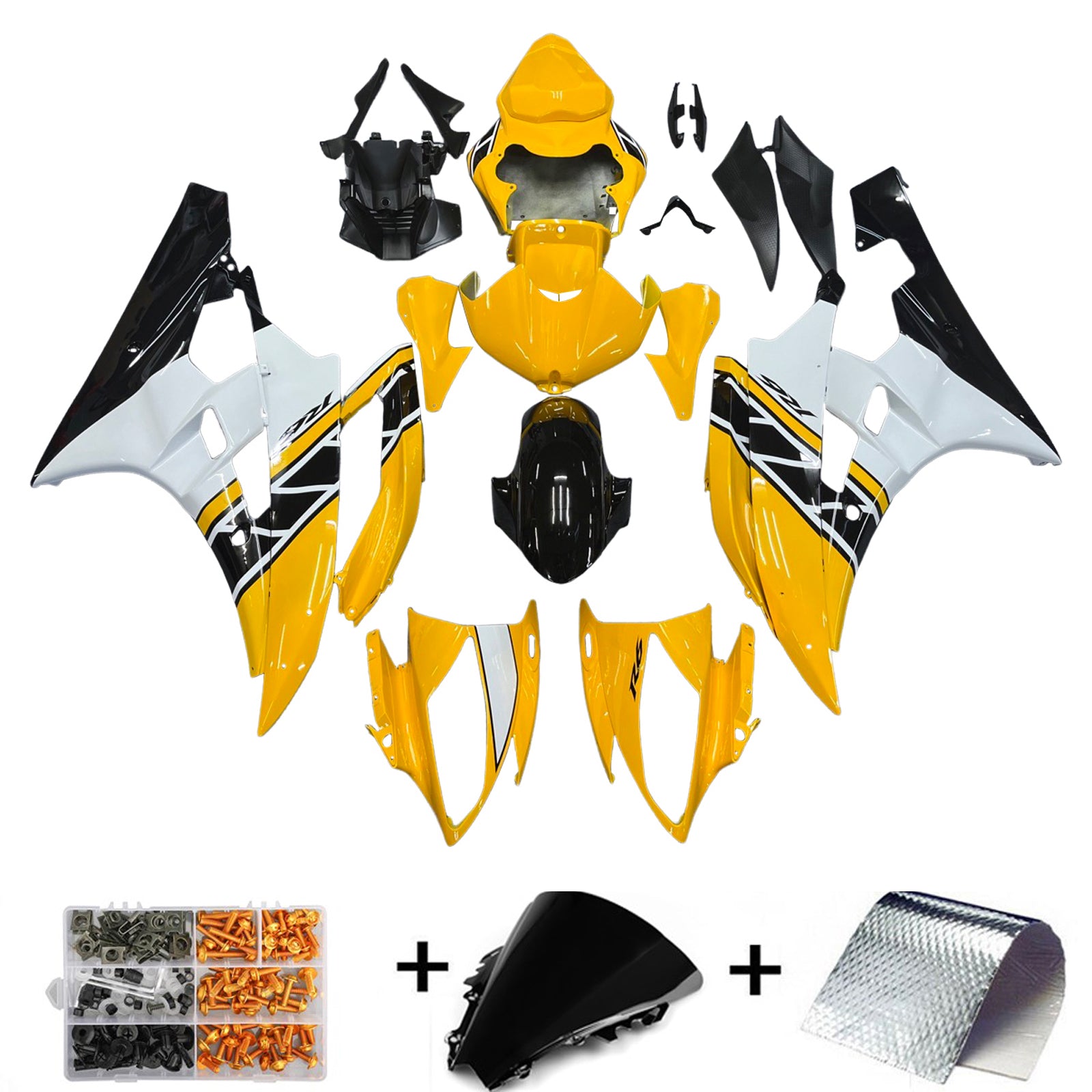 Fairing Yellow White Injection Plastic Kit Fit For YAMAHA YZF-R6 2006 2007