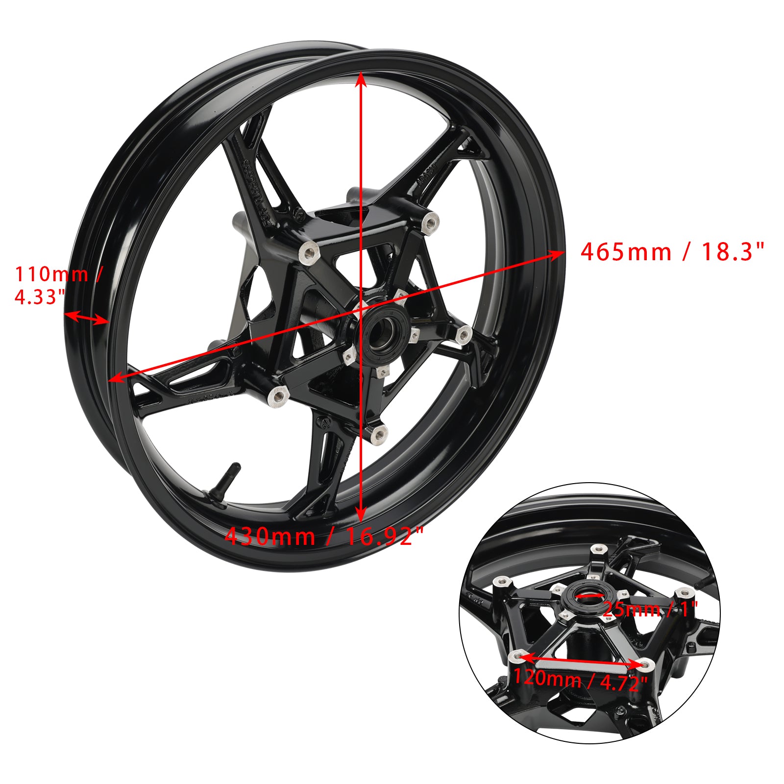 Jante Roue Avant Noir (Front Wheel) pour BMW S1000RR S1000XR S1000R 2019-2023