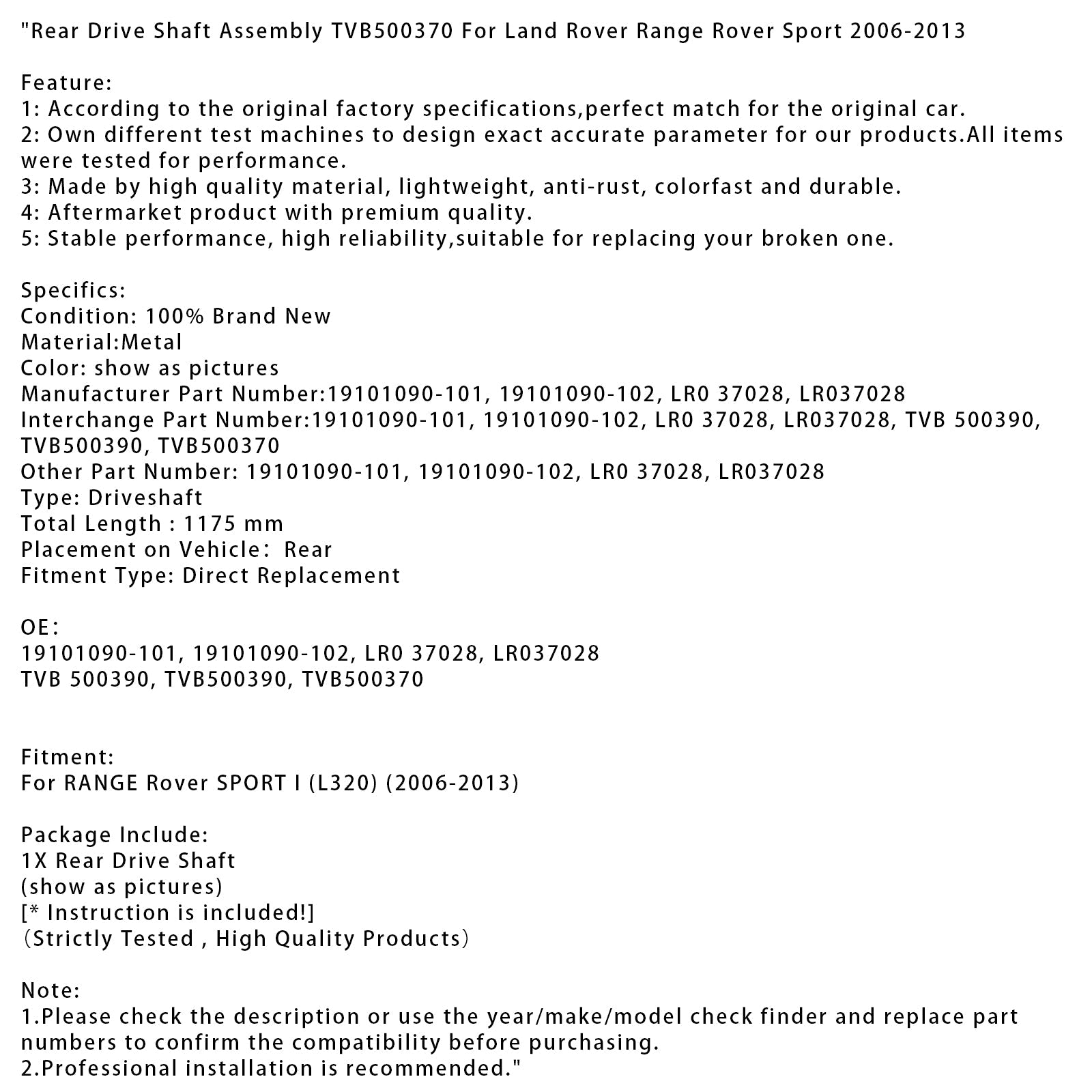 TVB500370 Tylna skrzynia biegów dla Land Rover Range Rover Sport 2006-2013