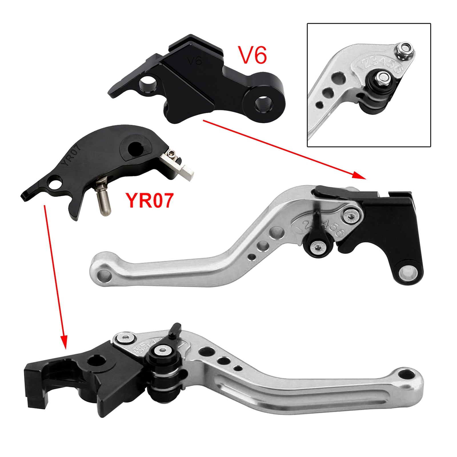 Nouveau levier de frein et d'embrayage court compatible avec YAMAHA XSR900 XSR900GP MT-09 MT-09SP 24-25