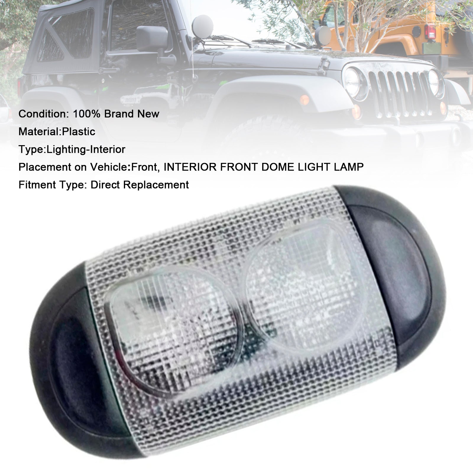 Plafondlamp vooraan voor Jeep Wrangler 2011-2016 (referentie 1QN65DX9AB)