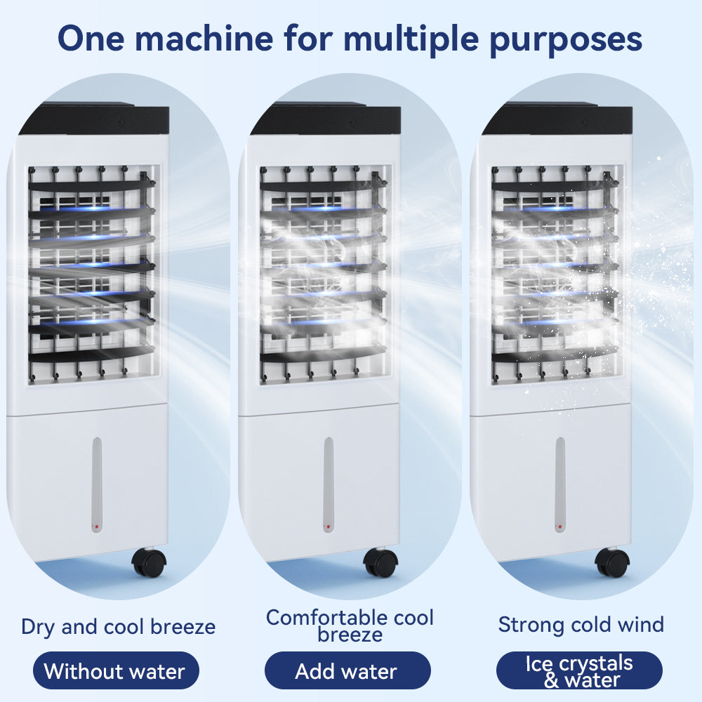 Air acondicionador evaporativo de 10 l 3 en 1 con un ventilador y un humidificador de control remoto