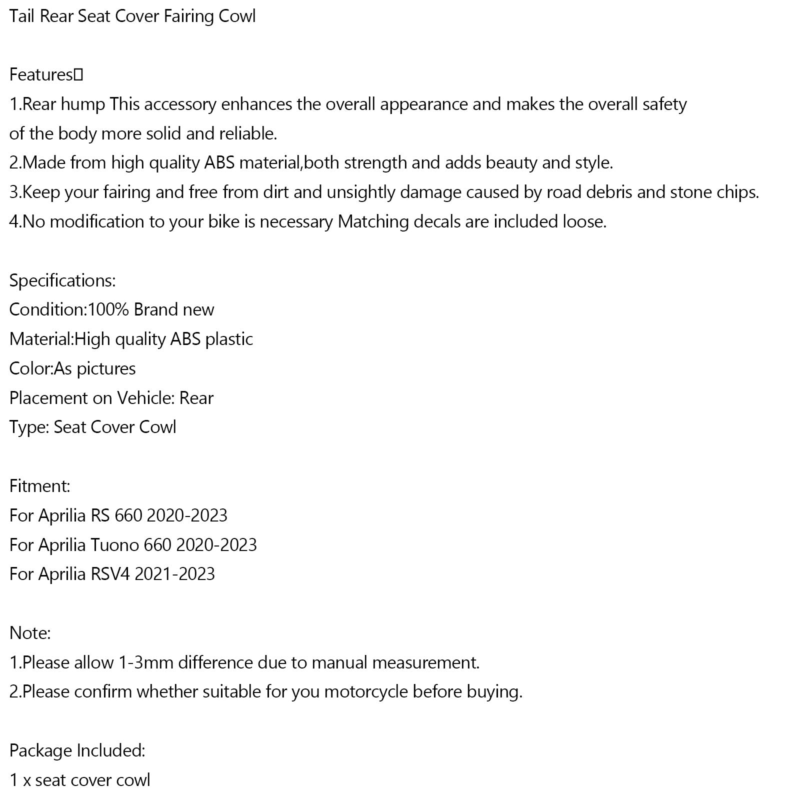 Pokrov pokrova zadnjega sedeža za Aprilia Rs 660 Tuono 660 2020-2023 Vijolična