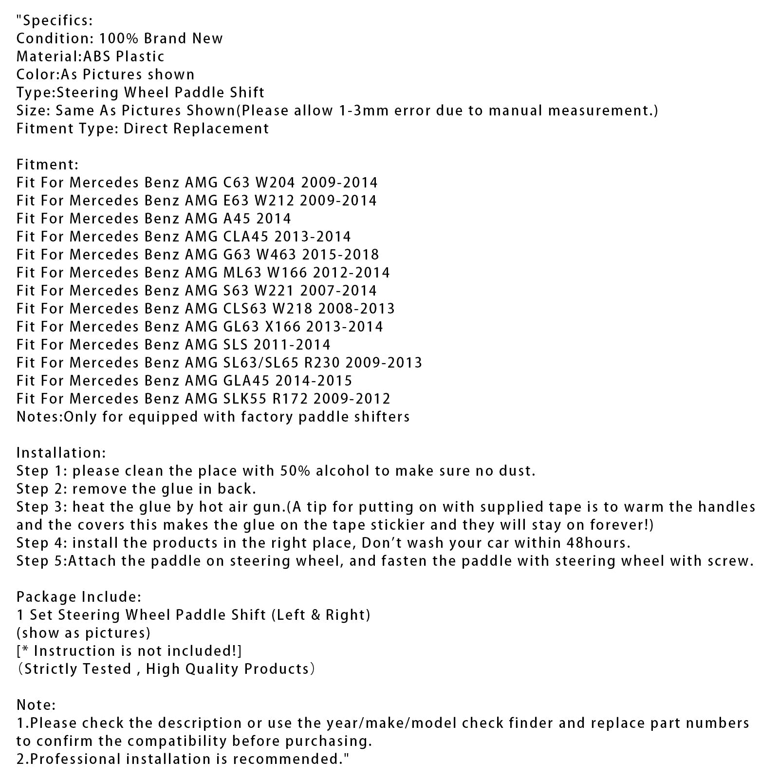 Extensión de paletas de cambio de velocidad detrás del volante para Mercedes Benz AMG C63