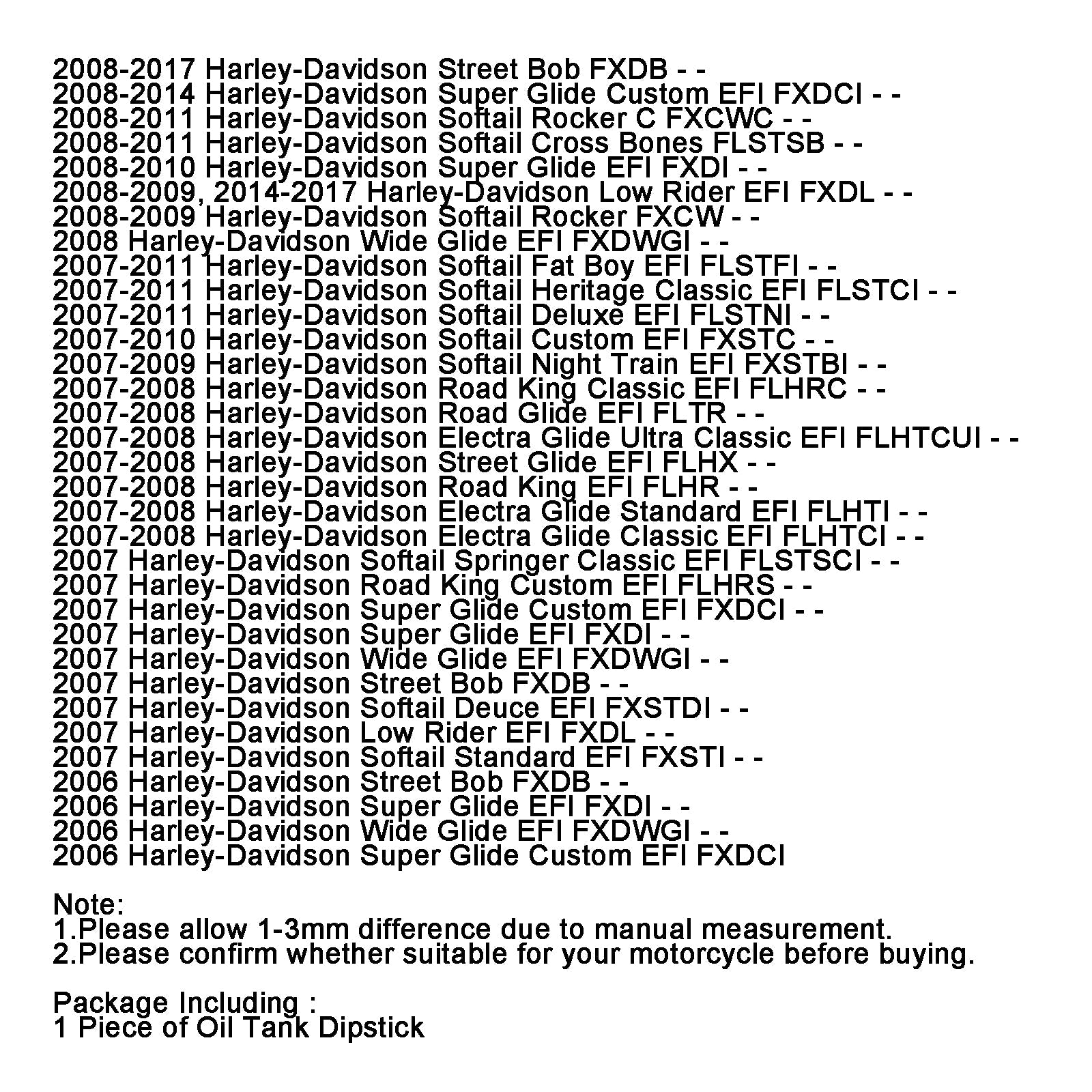Tapa del tanque de medidor de aceite, tapa adecuada para Softail Road Glide Street Bob 1105 - 0022