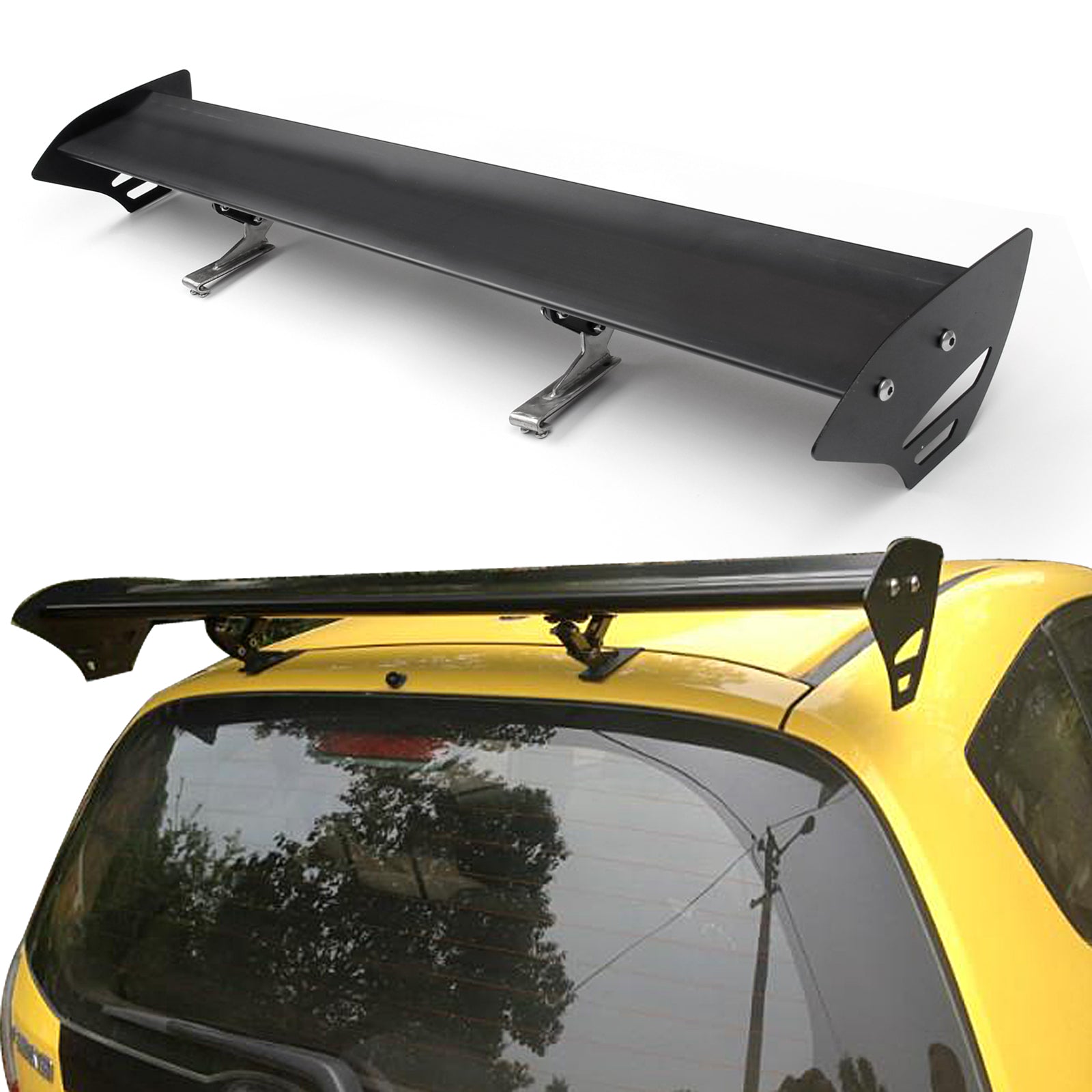 Spoiler per baule posteriore GT Racing regolabile universale in alluminio nero 15# generico