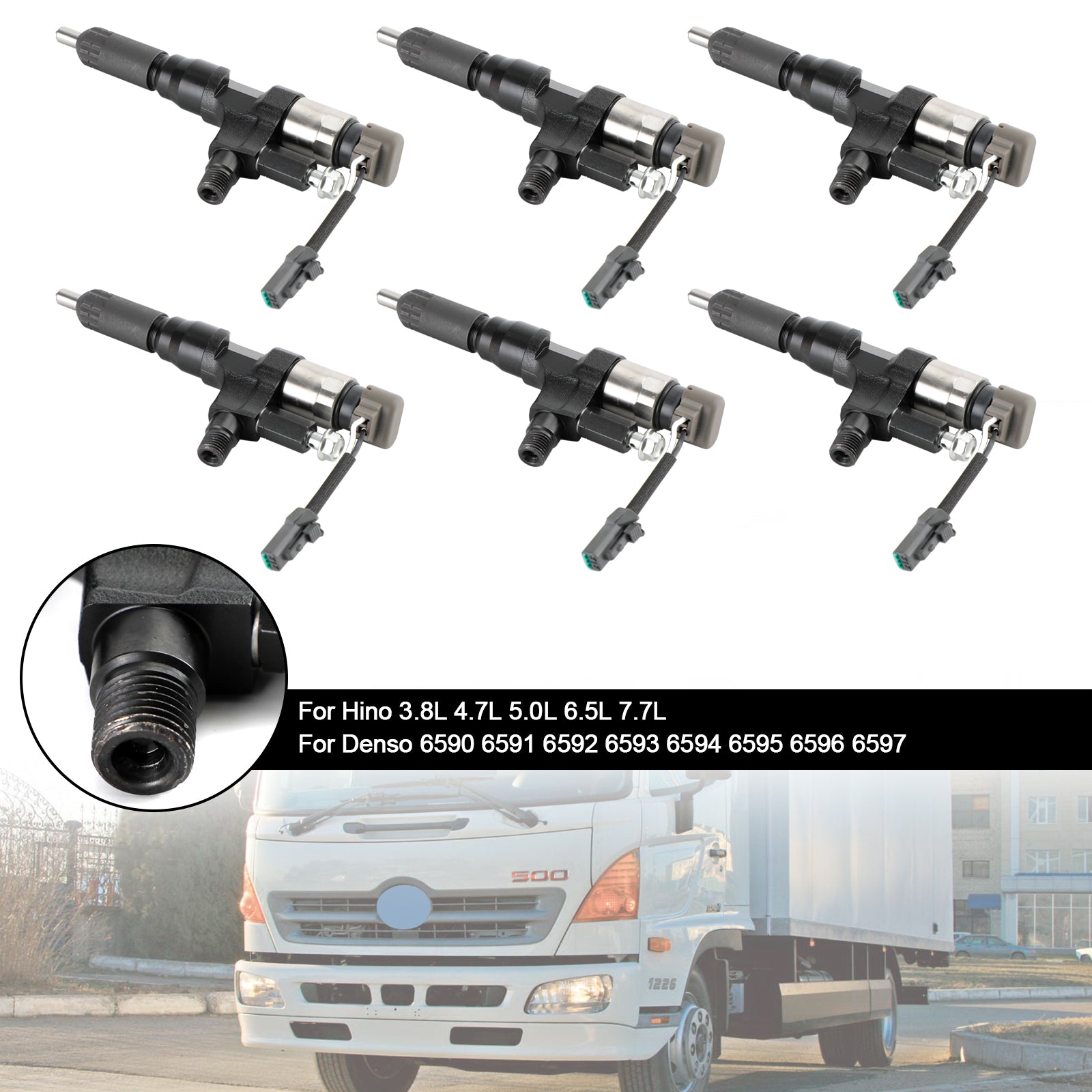 6PCS Fuel Injectors 095000-6593 Pour Denso Pour Hino J08E Pour Kobelco SK330-8