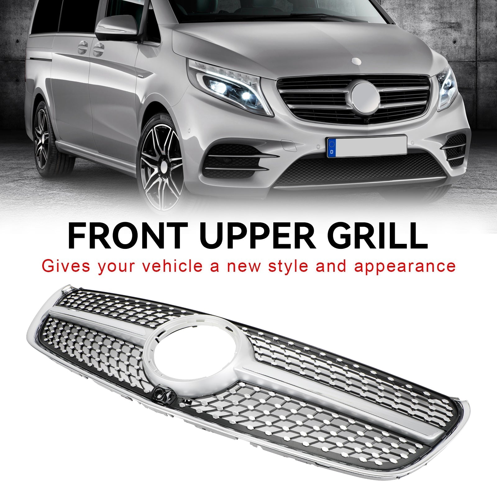 2014-03.2019 Mercedes Benz V Clase W447 Parrilla superior de diamante Parrilla