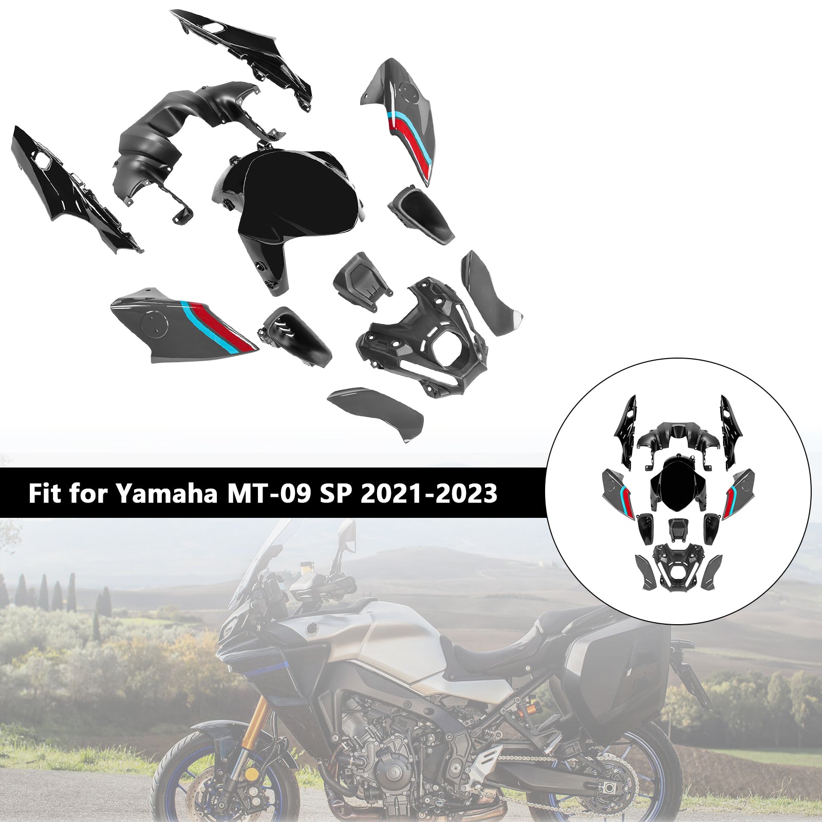 Kit de carénage de carrosserie ABS injection pour Yamaha MT-09 / MT-09 SP 2021-2023 02#