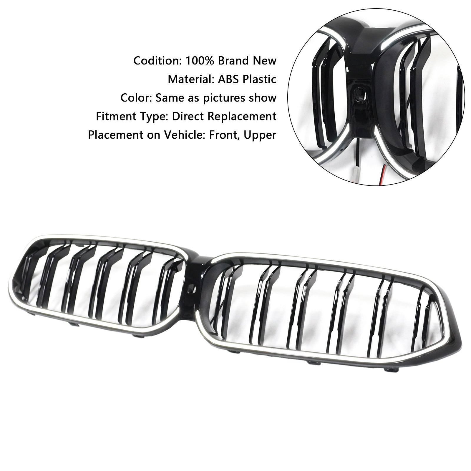 Grille de calandre avant noire à double lamelles pour BMW Série 6 G32 2020-2025