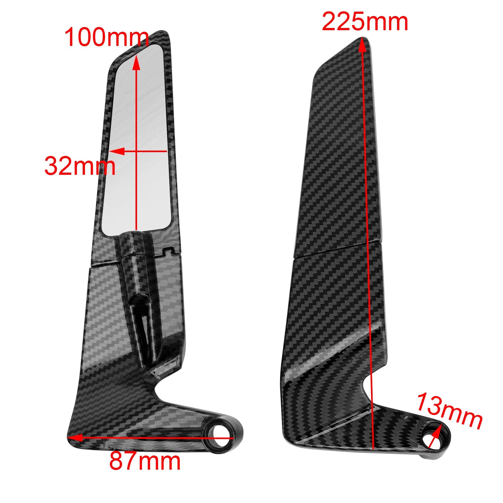 Paar aluminium winglet spiegels voor MV Agusta Brutale 800/1000/RR 2013-2023