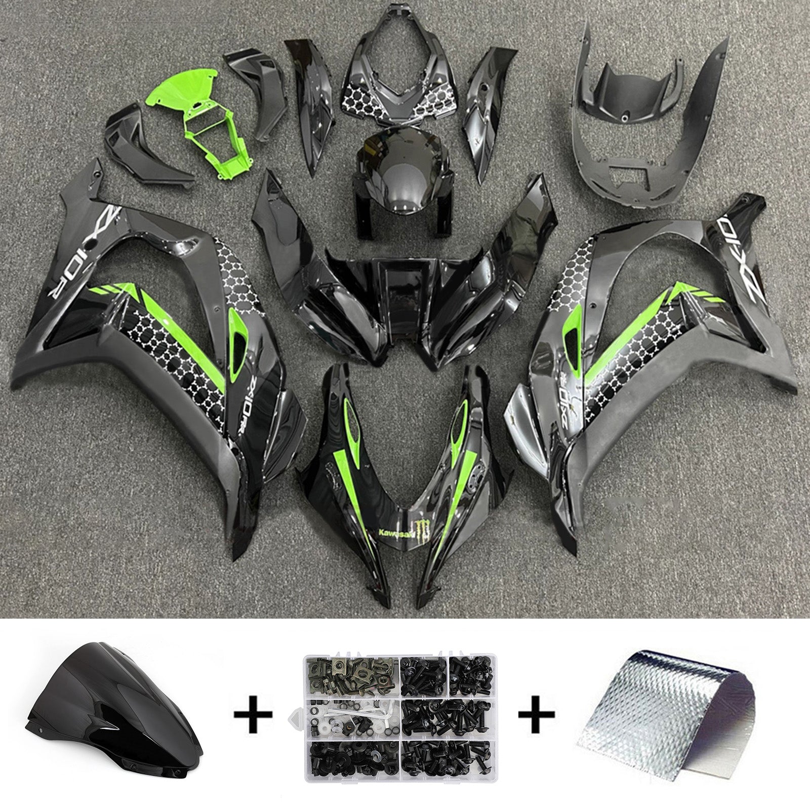 Kit de carénage injecté en plastique ABS compatible avec Kawasaki ZX10R 2016-2020