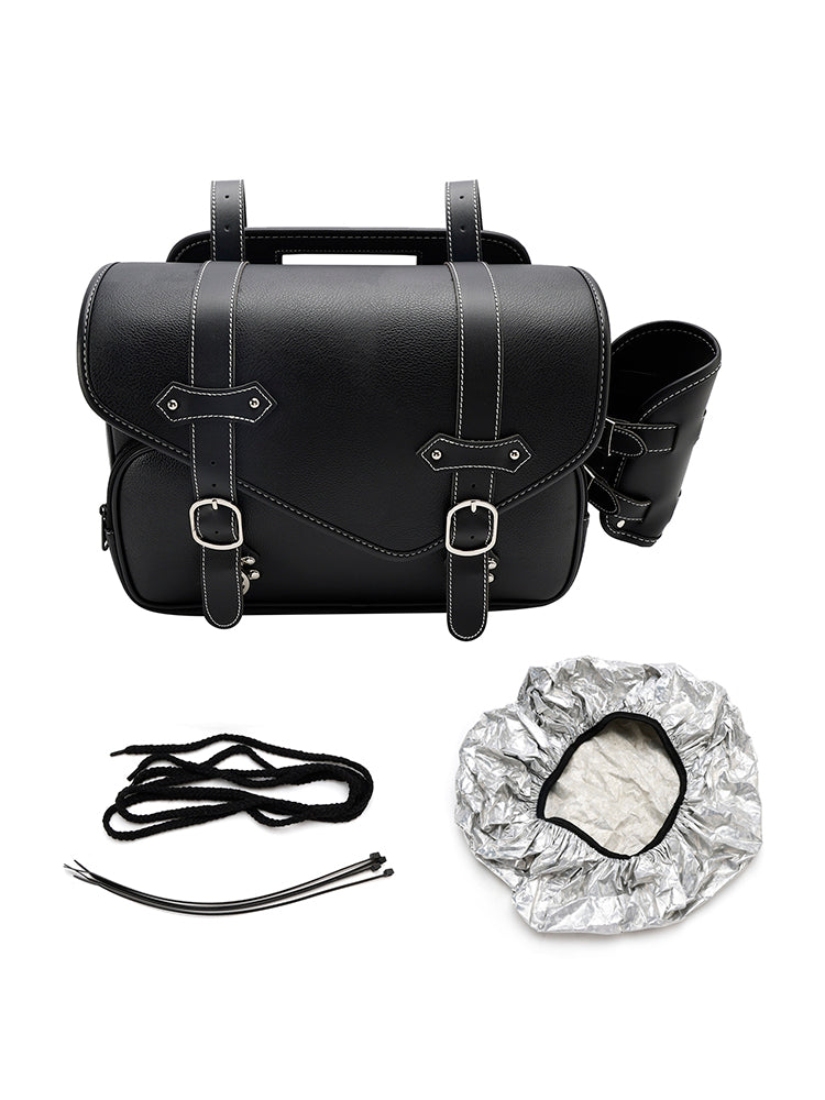 Zadnja vrečka poliuretana za stransko torbo z motornimi kolesi, torbica za shranjevanje prtljage, črna