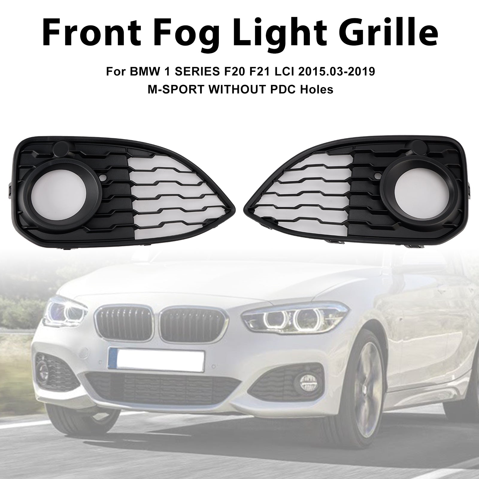 2-delige mistlichtbeschermingsraster voor BMW 1 F20 F21 LCI M-Sport 2015-2019