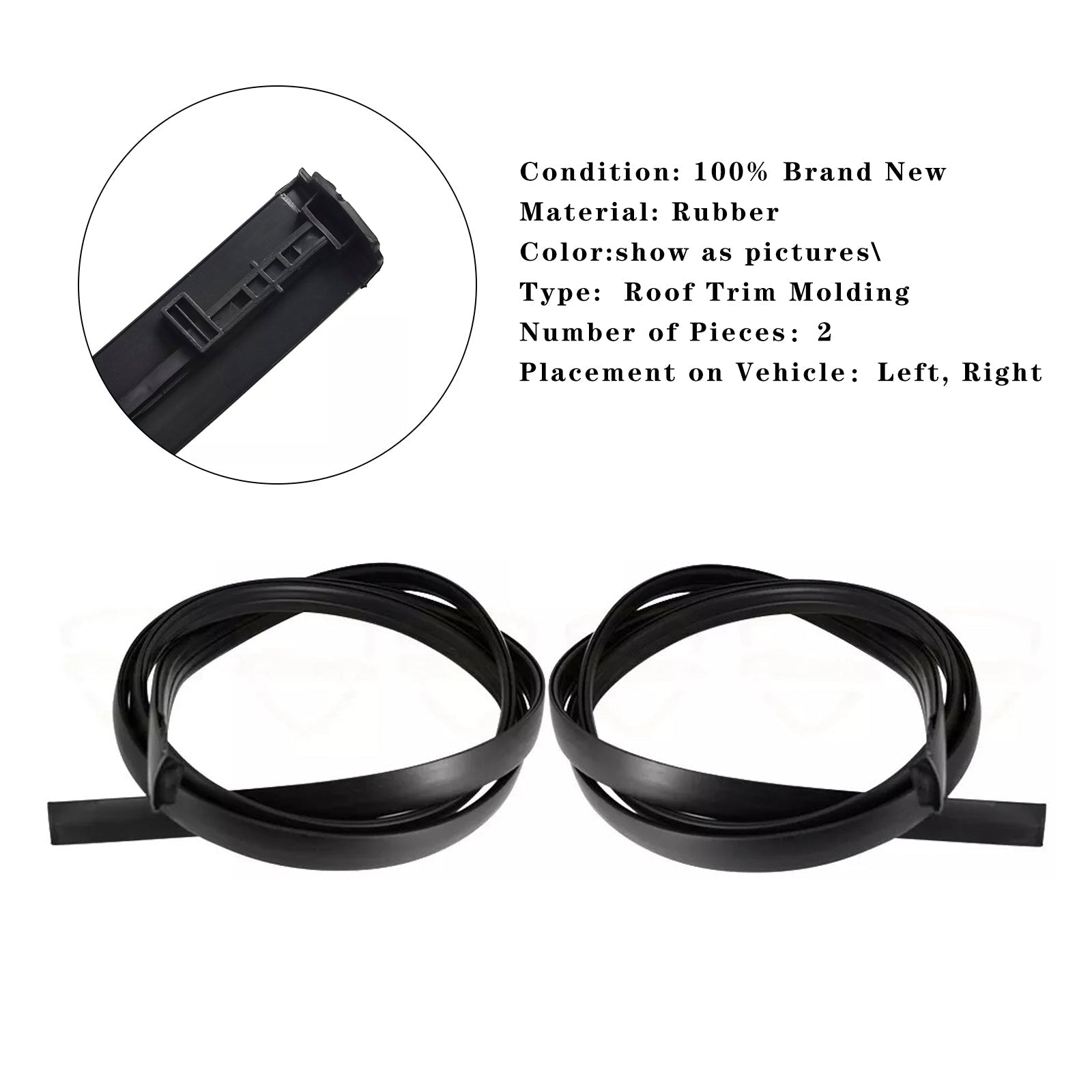 2 pièces de moulures de toit en caoutchouc pour Toyota SEQUOIA 2008-2021, côtés gauche et droit