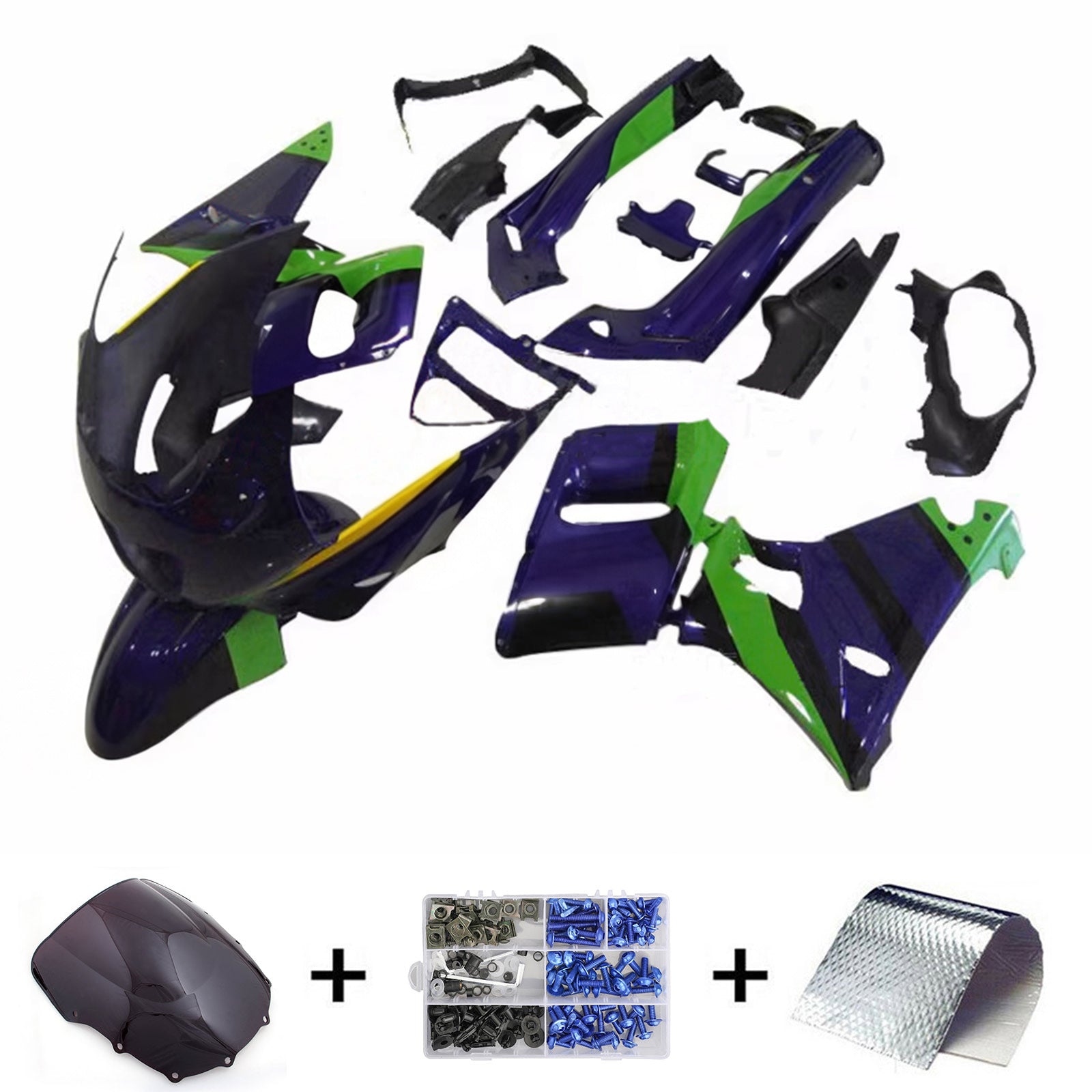 Kit de carénage en plastique ABS injecté compatible avec Kawasaki ZZR400 1993-2007 ZZR600 1998-2003