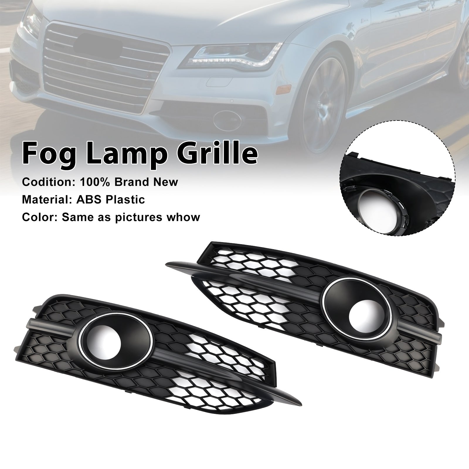 Grille de protection des phares antibrouillard avant noire pour Audi A7 S-Line S7 2012-2015