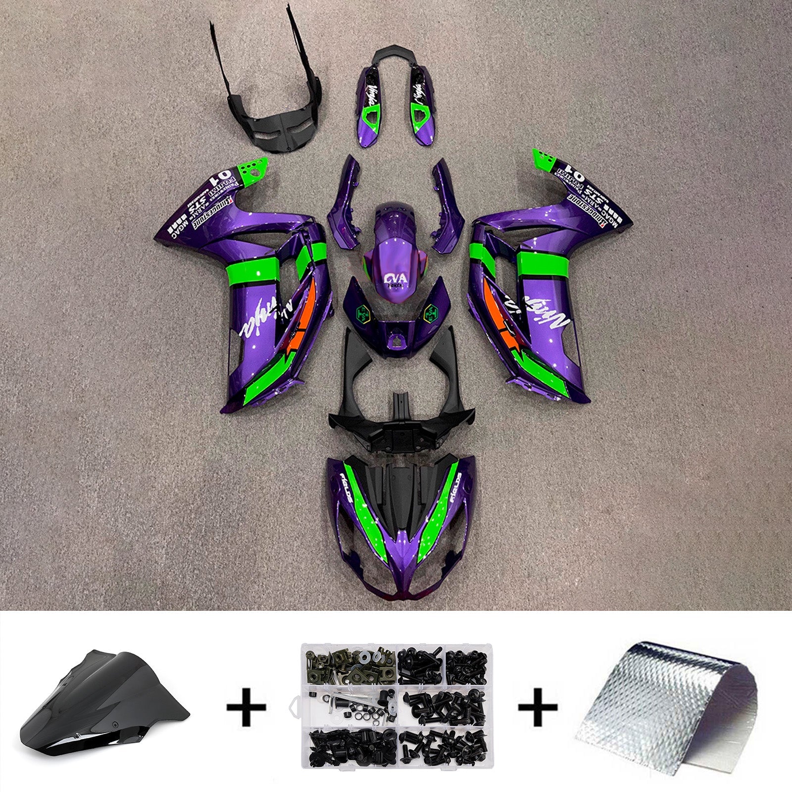 Kit de carénage injecté en plastique ABS compatible avec Kawasaki ER-6F Ninja650 2012-2016