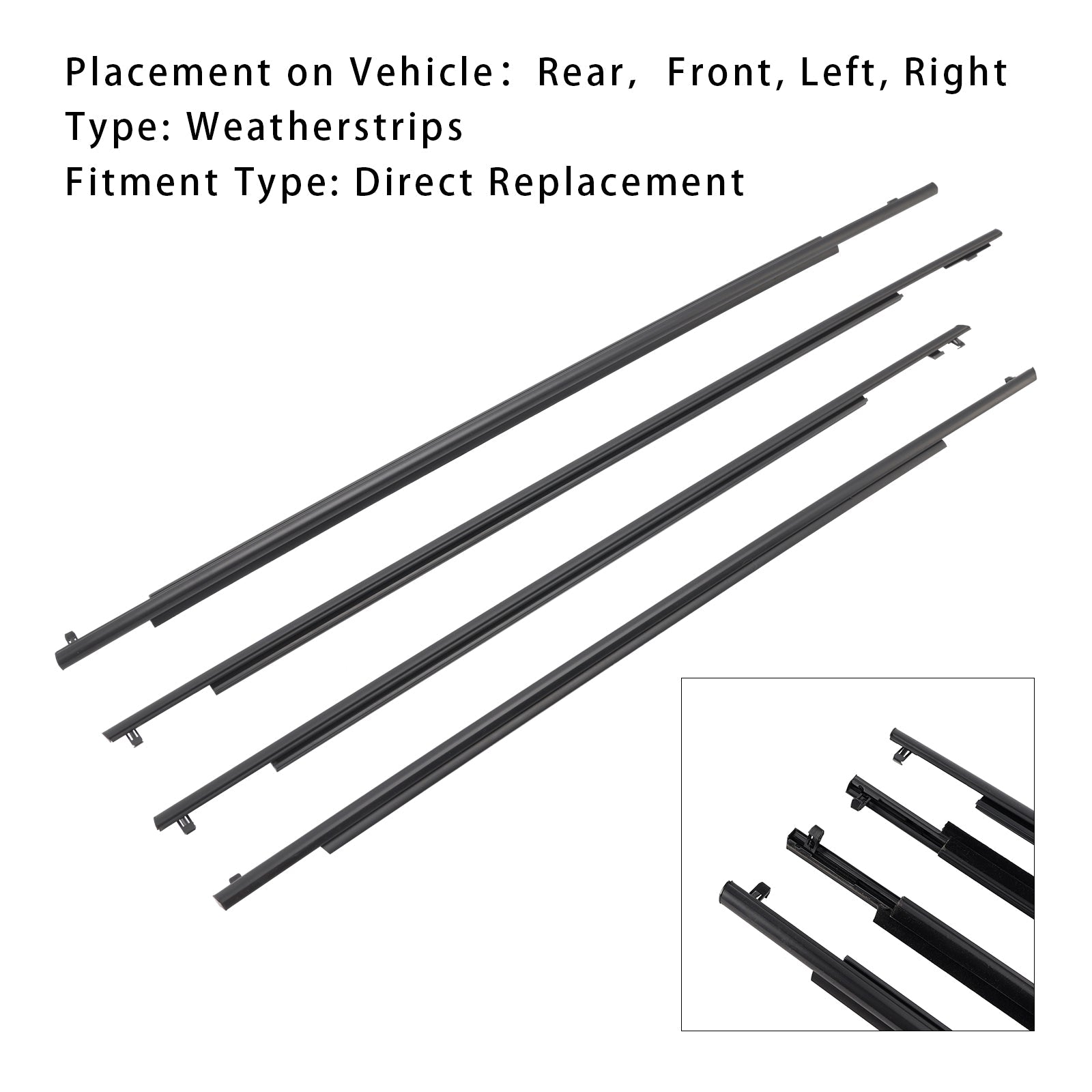 Bande d'étanchéité extérieure pour ceinture de porte en verre, 4 pièces, pour Toyota Prius 2010-2015