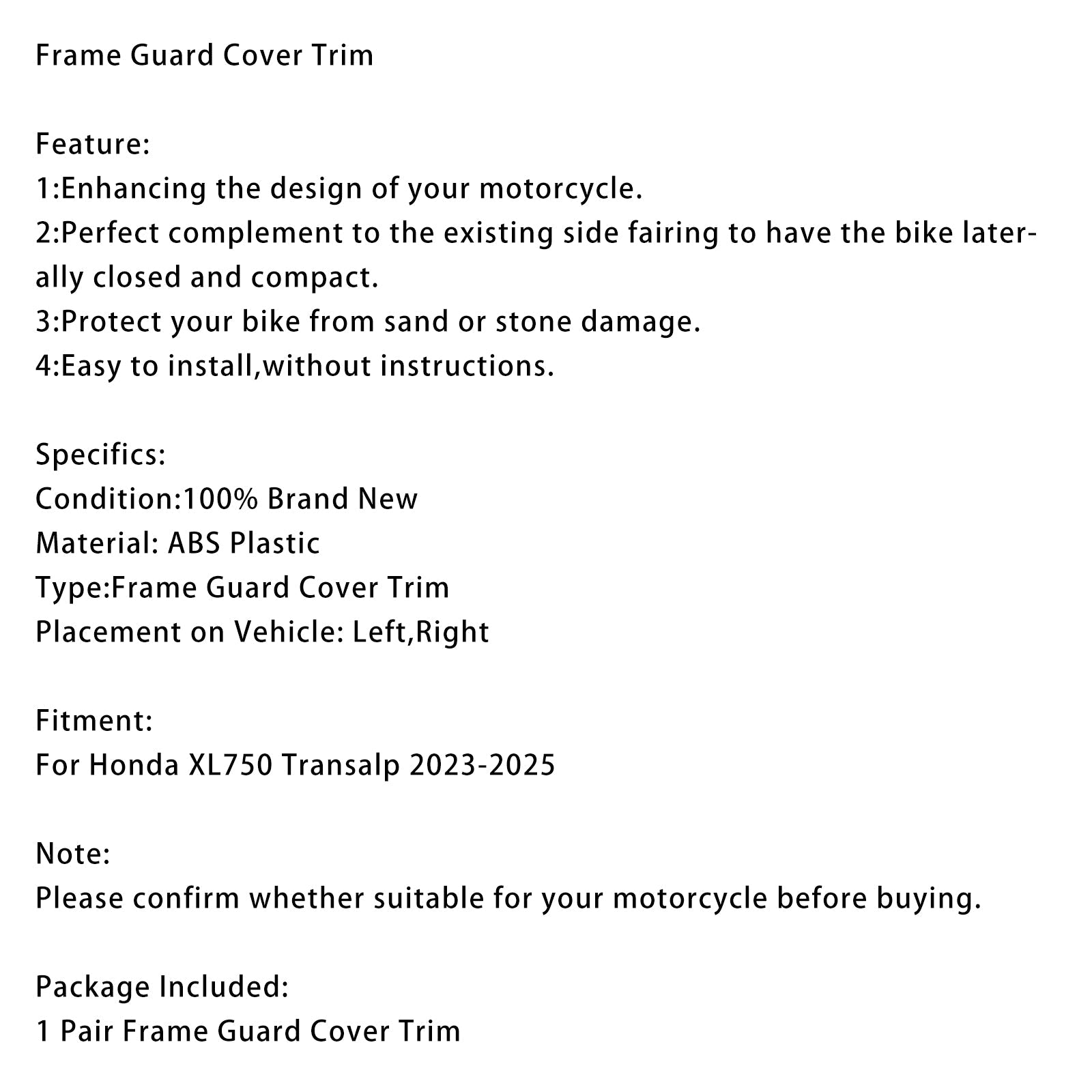 Protezione laterale del telaio e carenatura per Honda XL750 Transalp 2023-2025