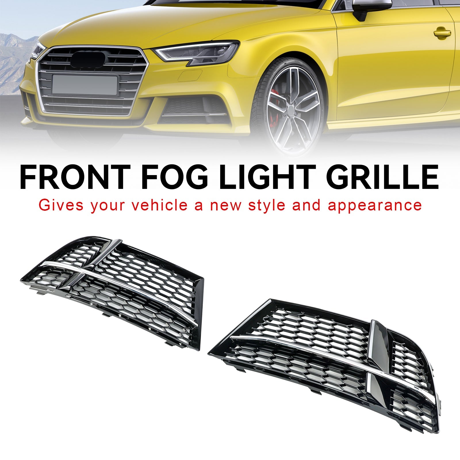 Rejilla de protección de faros antiniebla delanteros para AUDI A3 S-LINE 2017-2019 8V