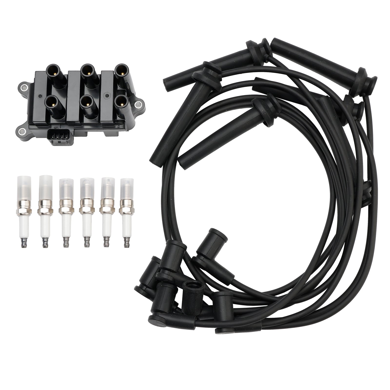 Bobina di accensione + 6 candele + 6 cavi FD498 5F2Z-12029-AD 1F2118100 2001-2008 F-150 V6 4.2L